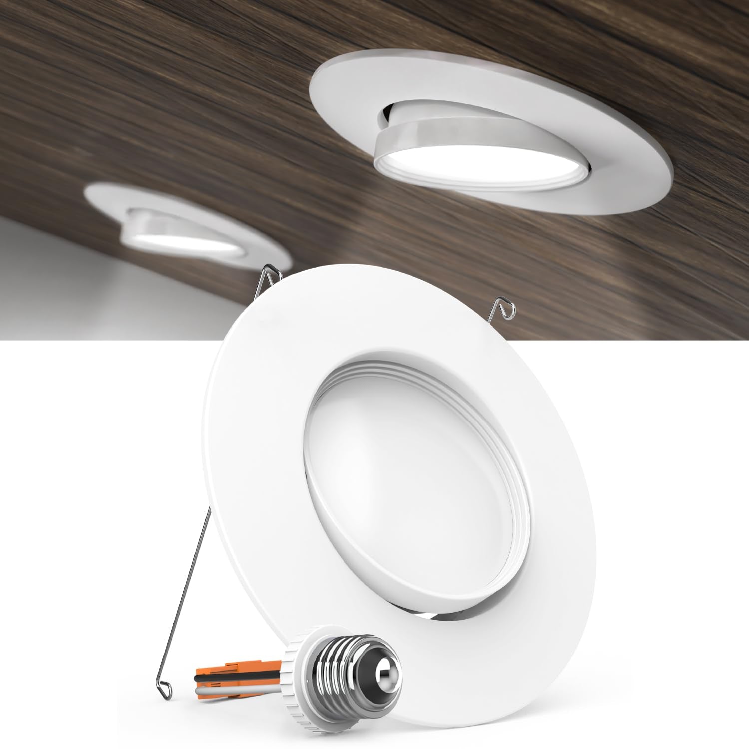 Sunco Led Can Lights Eyeball Retrofit Gimbal 5/6 Inch Recessed Lights Dimmable, 12W=60W, 2700K Soft White, 800 Lm, Directional Angled Trim Adjustable Ceiling Downlight, Ul Energy Star