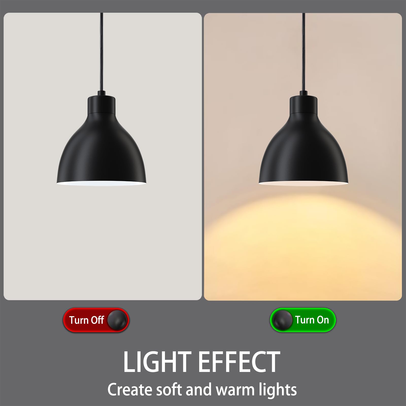 Doraimi Lighting 2 Pack Black Metal Drum Pendant Light For Kitchen, Bar, Dining Room, Entryway