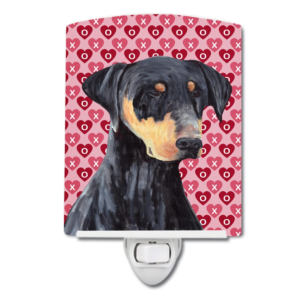 Carolines Treasures Ceramic Night Light, Doberman Hearts Design, 6x4x3 inches, Multicolor, Model SC9262CNL