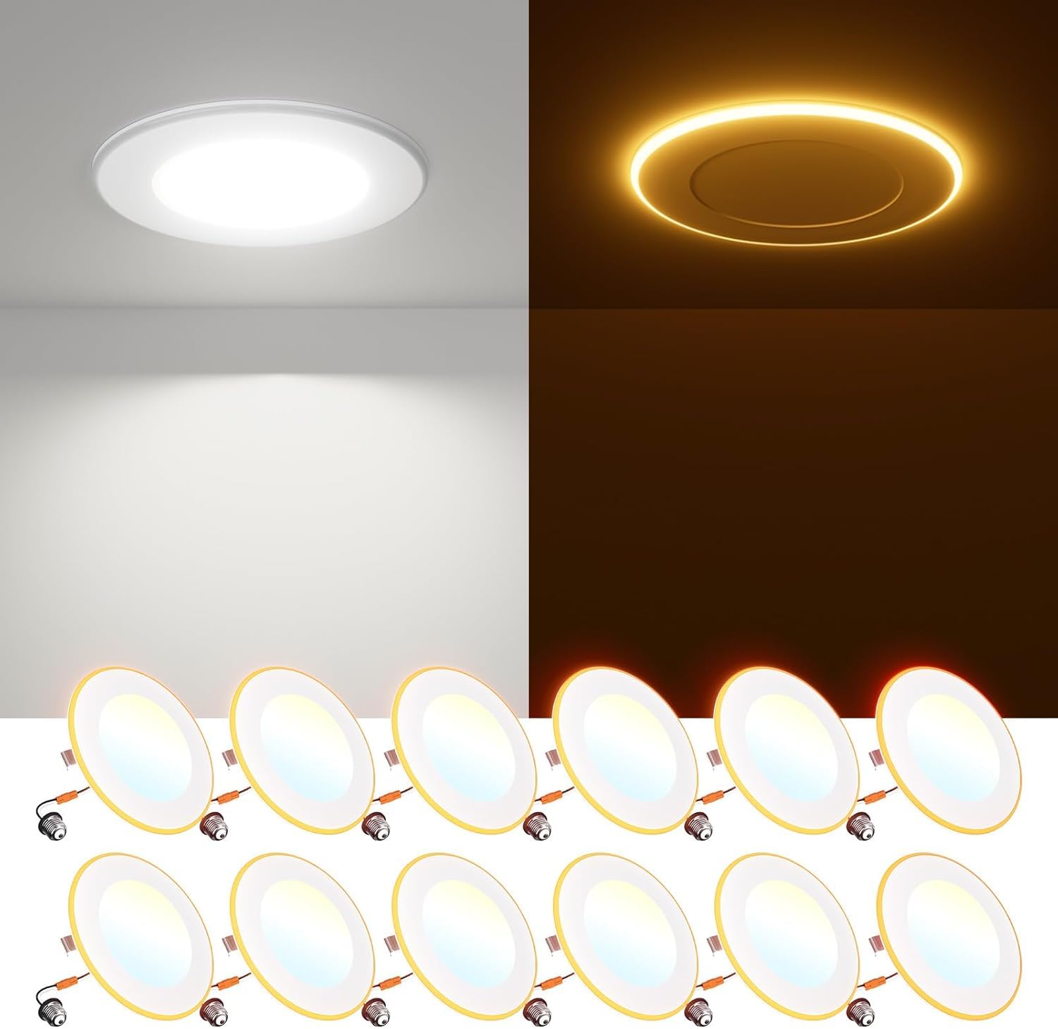 Freelicht 12 Pack 4 Inch 5Cct Led Recessed Can Light With Night Light, 2700K/3000K/4000K/5000K/6000K Selectable Flat Recessed Lighting, 7W=60W, 700Lm, Dimmable Retrofit - Etl & Fcc