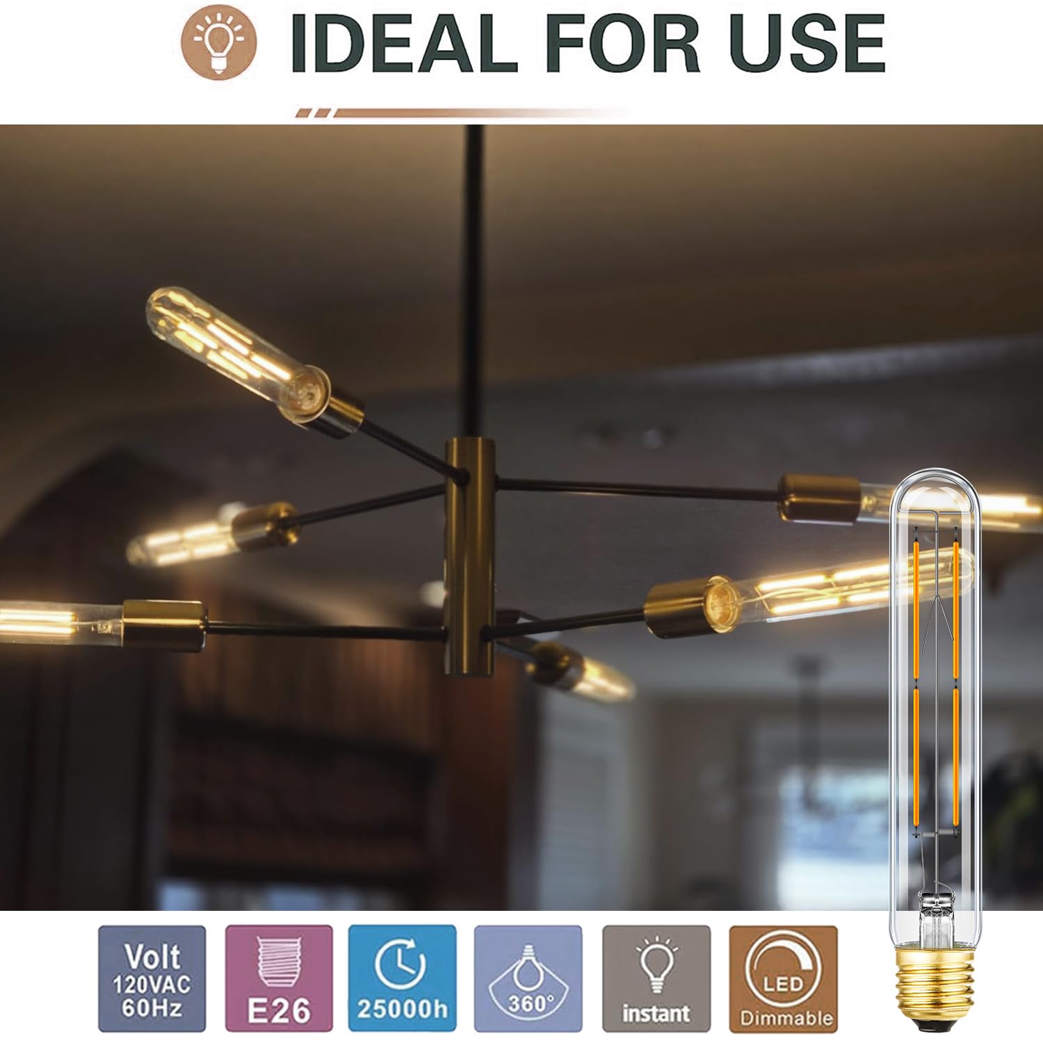 Leools Dimmable E26 Light Bulb 8W Equal 75 Watt Led Light Bulb Warm White 2700K Ac120V Edison Light Bulbs 75 Watt 800Lm Clear T1