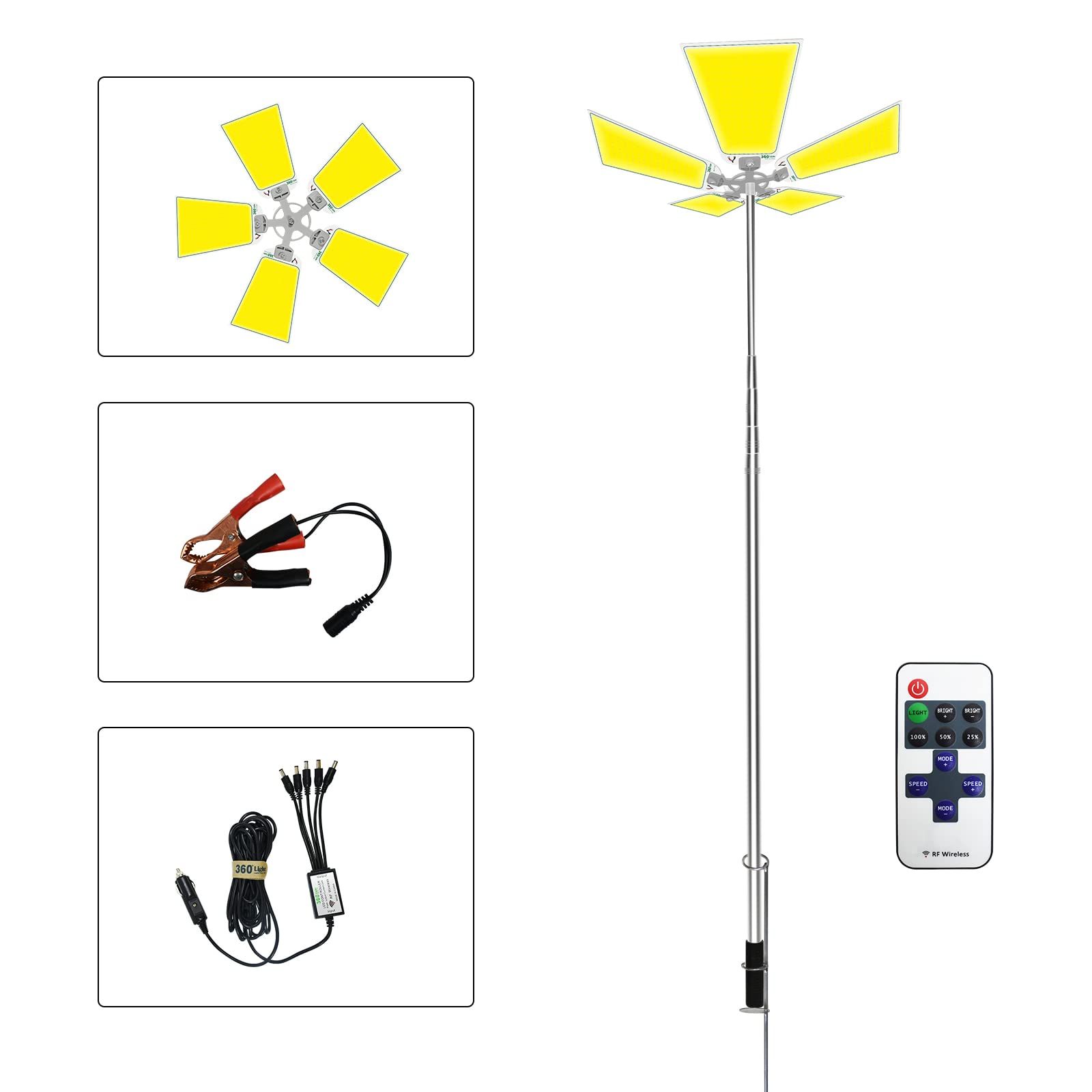 CONPEX 25000lm LED Camping Light, Portable Waterproof, With Remote, Yellow, Model FR-05-RF