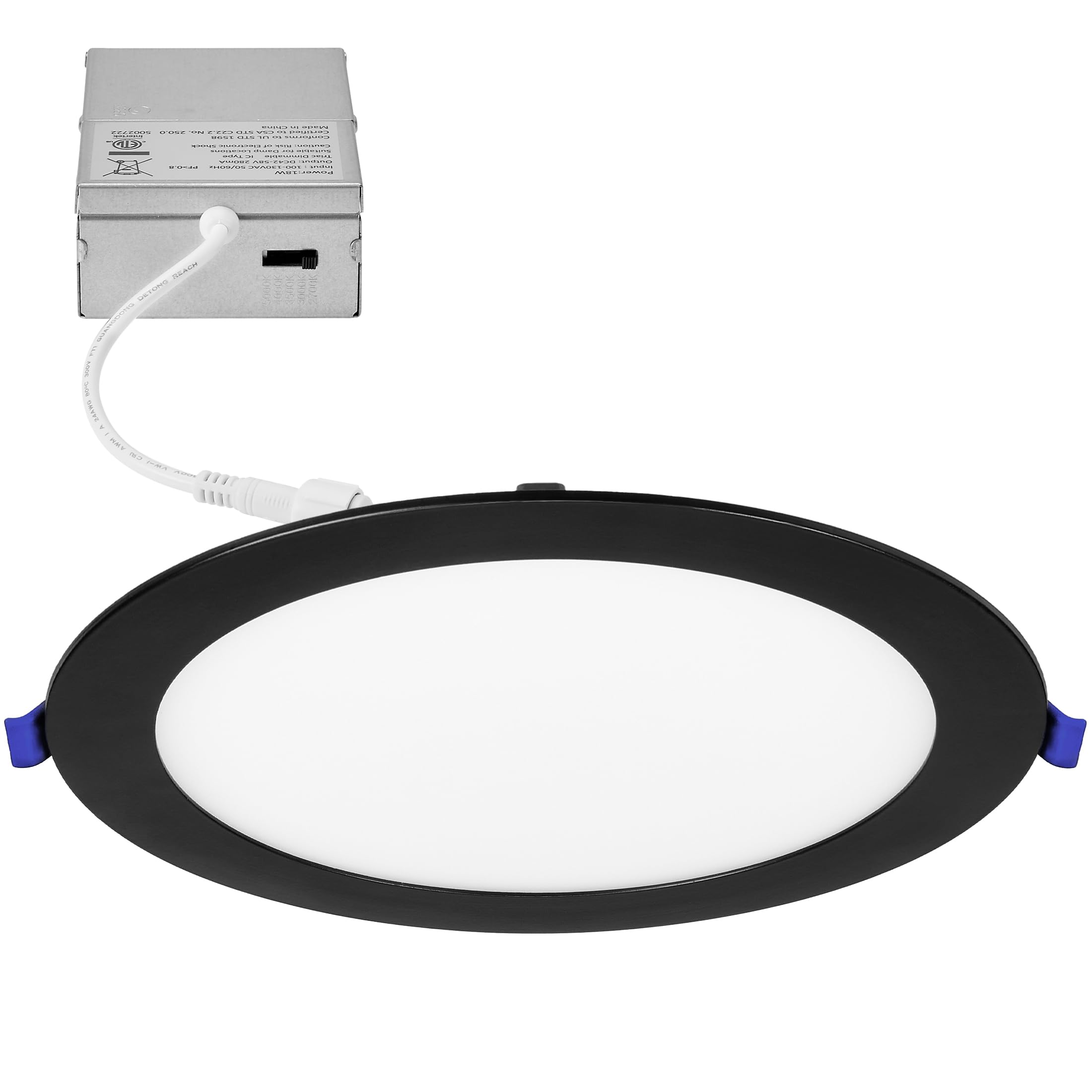 Maxxima 8 in. 5CCT Round Recessed LED Downlight, 1400 Lumens Slim Round Flat Panel Color Selectable (2700K/3000K/3500K/4000K/500