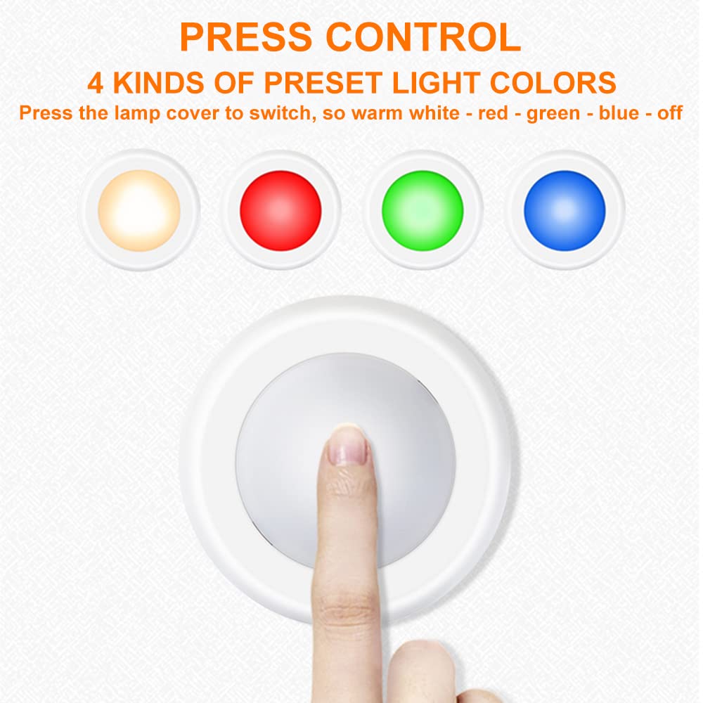 Deitybless 13-Color LED Puck Lights with Remote Control | Wireless Battery-Powered Stick-On Under Cabinet Lighting | Dimmable Co