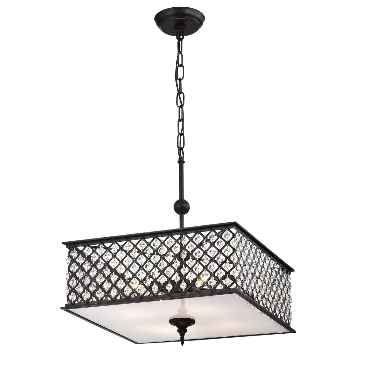 Warehouse of Tiffany IMP52D/4AC Donea Antique Copper 4-Light Crystals Chandelier, 16.14'' L x 16.14'' W x 57.09'' H