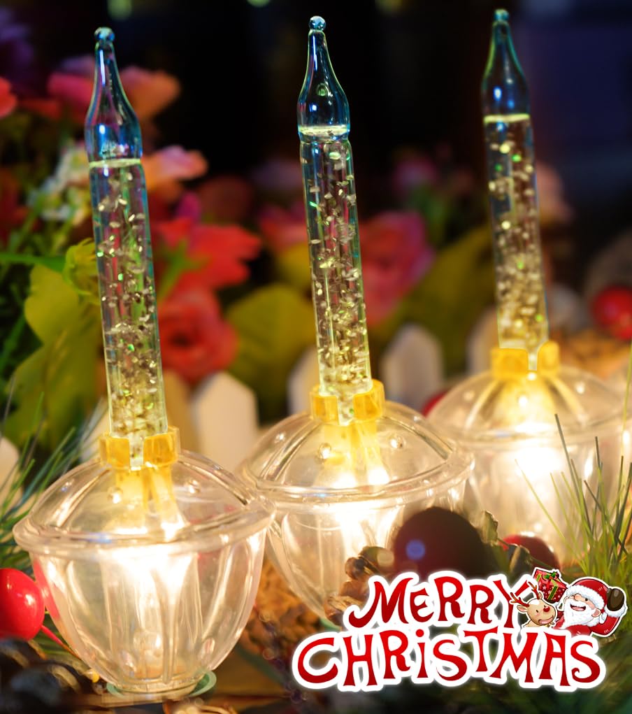Christmas Bubble Lights Silver Glitter String Lights With 10 Bulbs (1 Spare Bulbs),9Ft Bubble Lights With C7/E12 Base, Traditional Christmas Lighting For Christmas Tree Xmas Party Holiday Decor