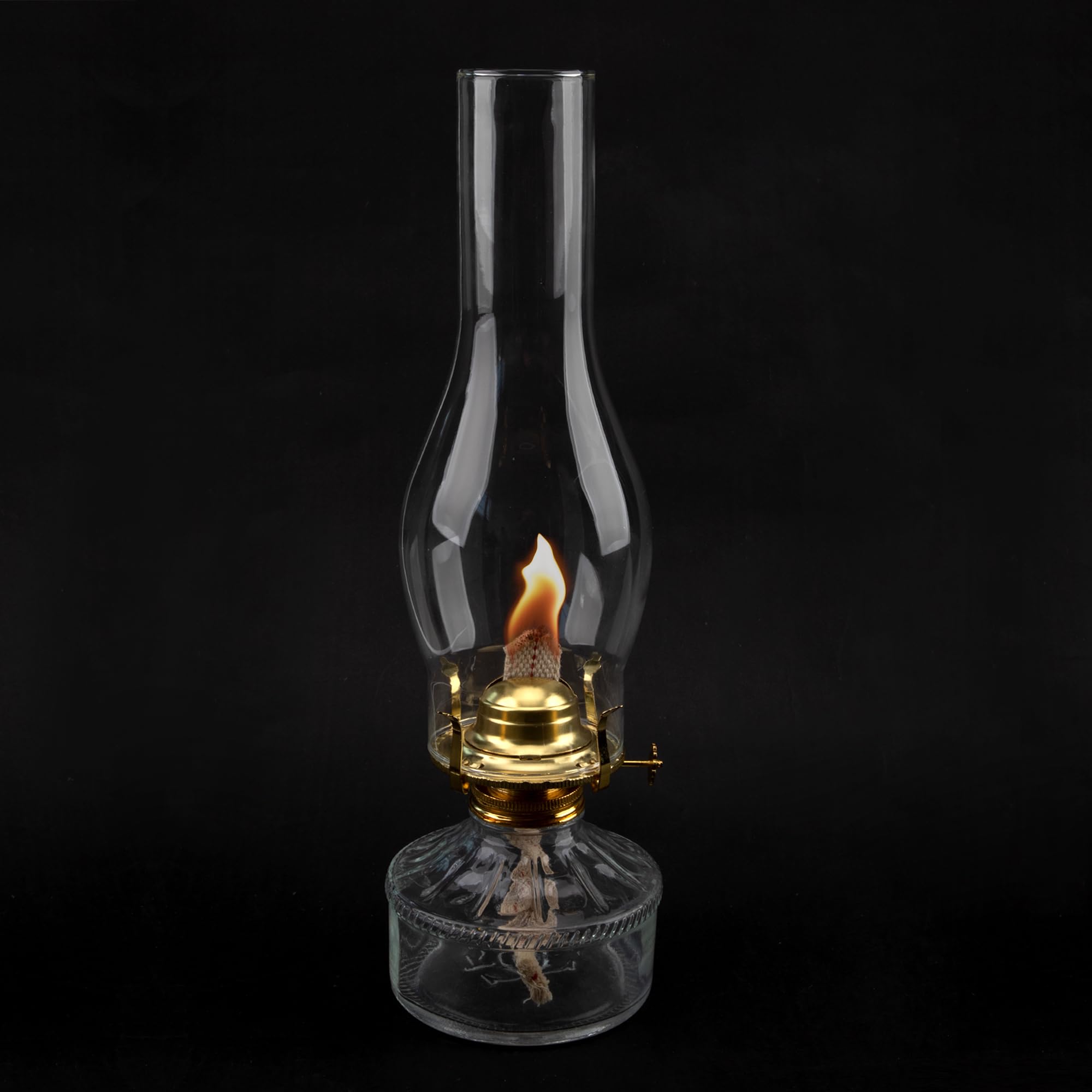 RAHATA Oil Lamp Chimney Replacement - Clear Glass, 3 Inch Base, Long Chimney Style, Model M-LAMPSHADE