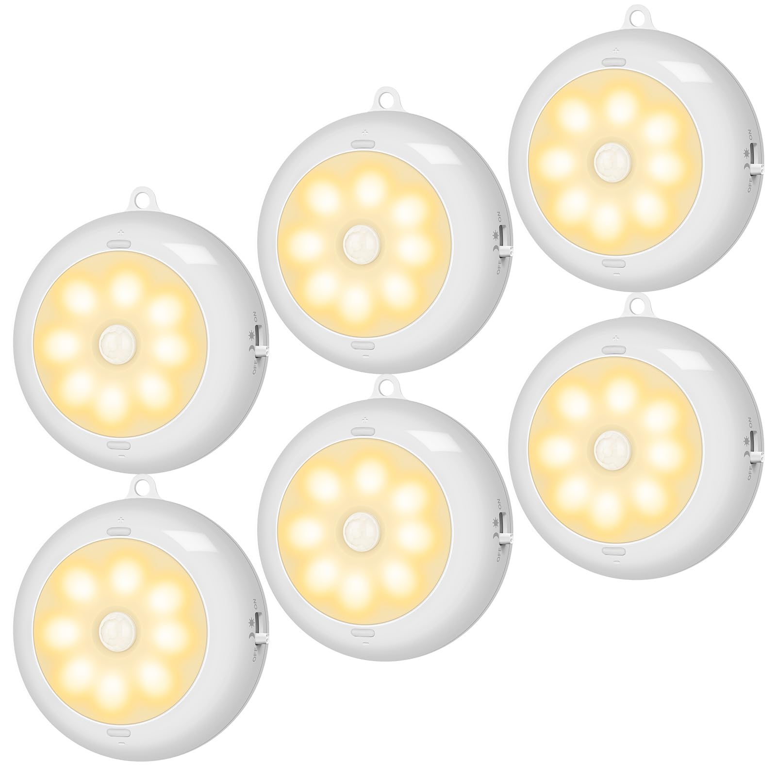 BLS Under Cabinet Lighting 6-Pack LED Puck Lights Motion Sensor Dimmable 3000K Warm White Model AA-66