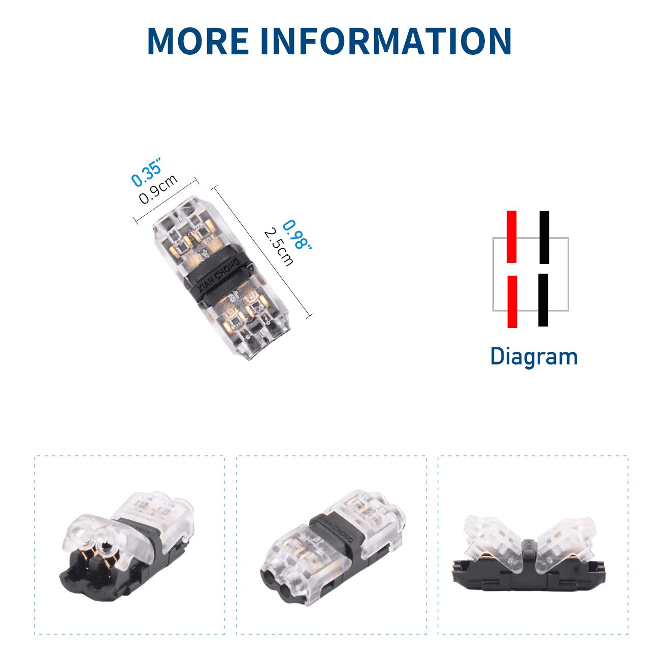 Low Voltage Wire Connectors  Wire Tap 20-24 Gauge Wire Connectors Splicer  I Type 2 Pins 12 Pack