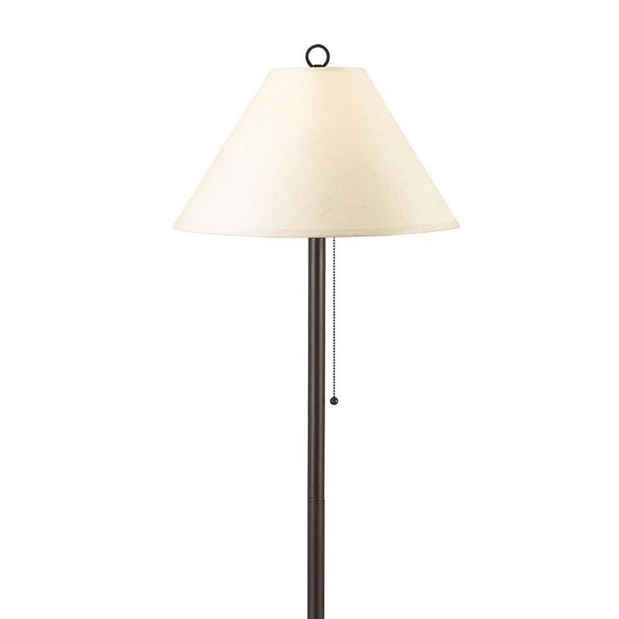 Benjara Metal Floor Lamp With Pull Chain Switch And Paper Shade, Off White And Black