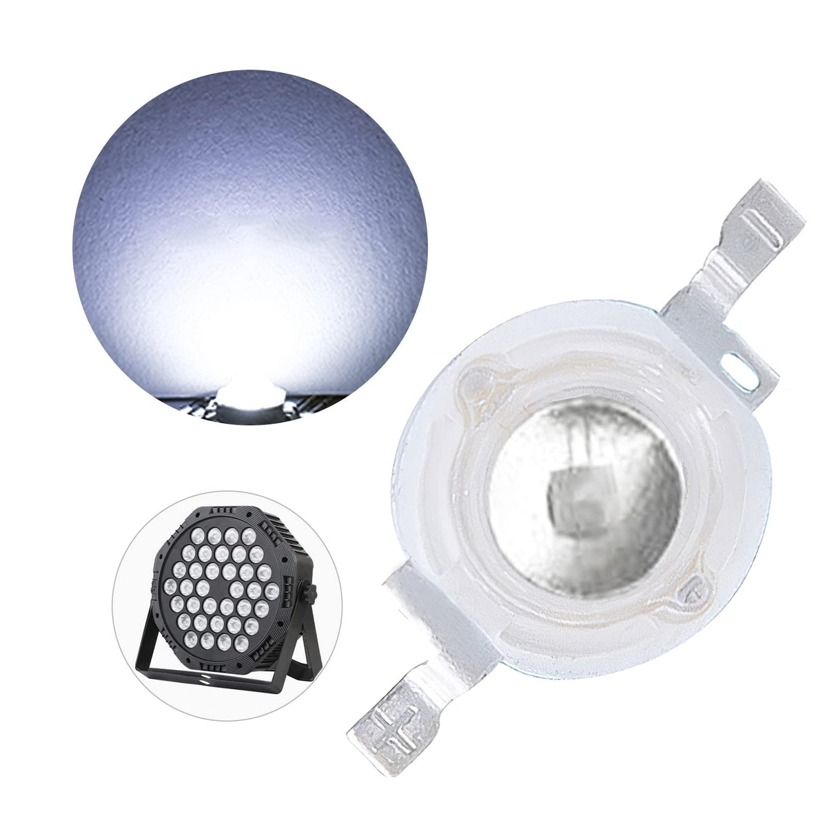 (Pack Of 20) 1W 6500K Cold White Led Beads, Led Chip Lamp Bulb For Led Stage Lights