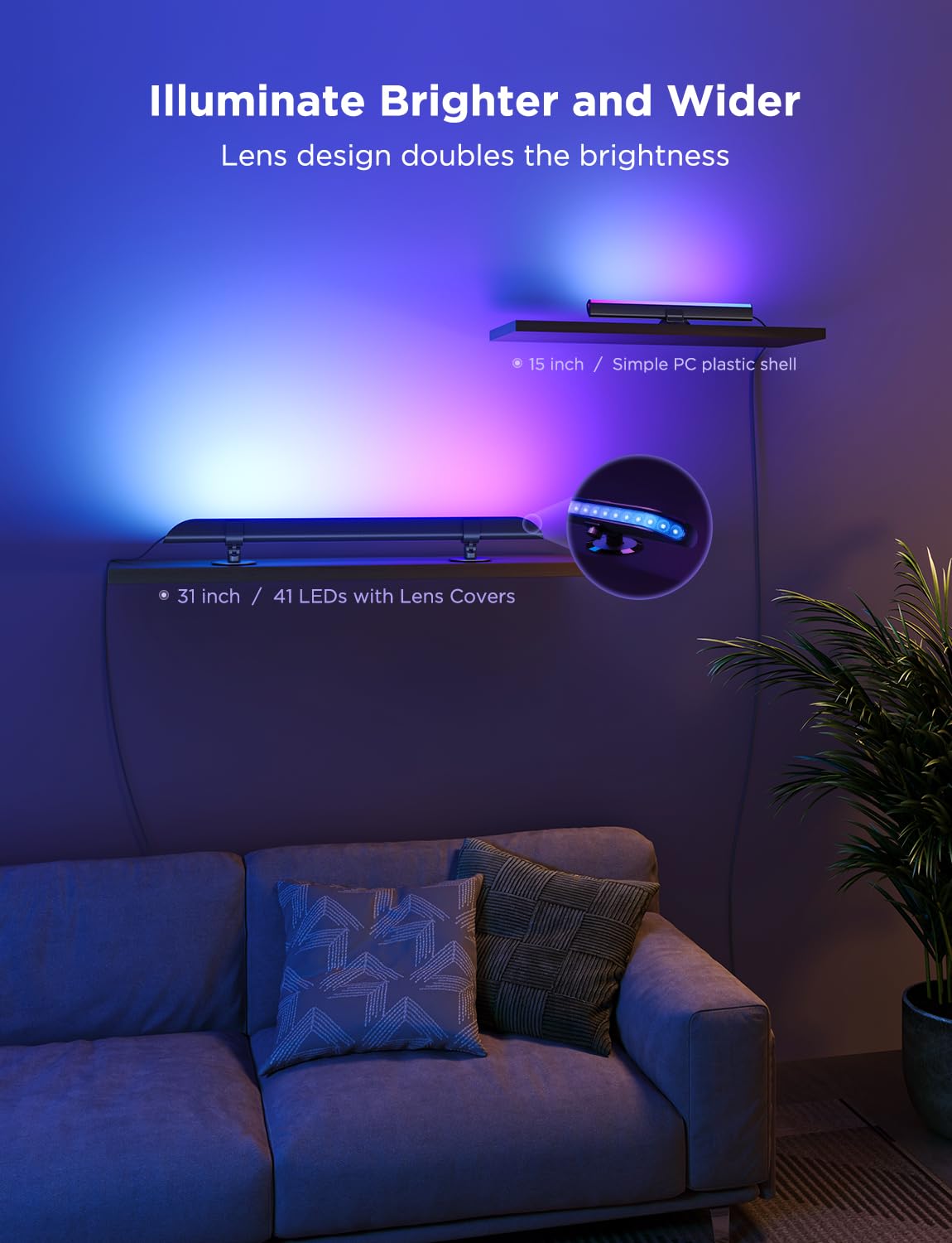 Govee Upgraded 31 Inch Led Light Bar With Scene And Music Modes, Rgbic Wifi Light With Multiple Placement Options Suitable For 5