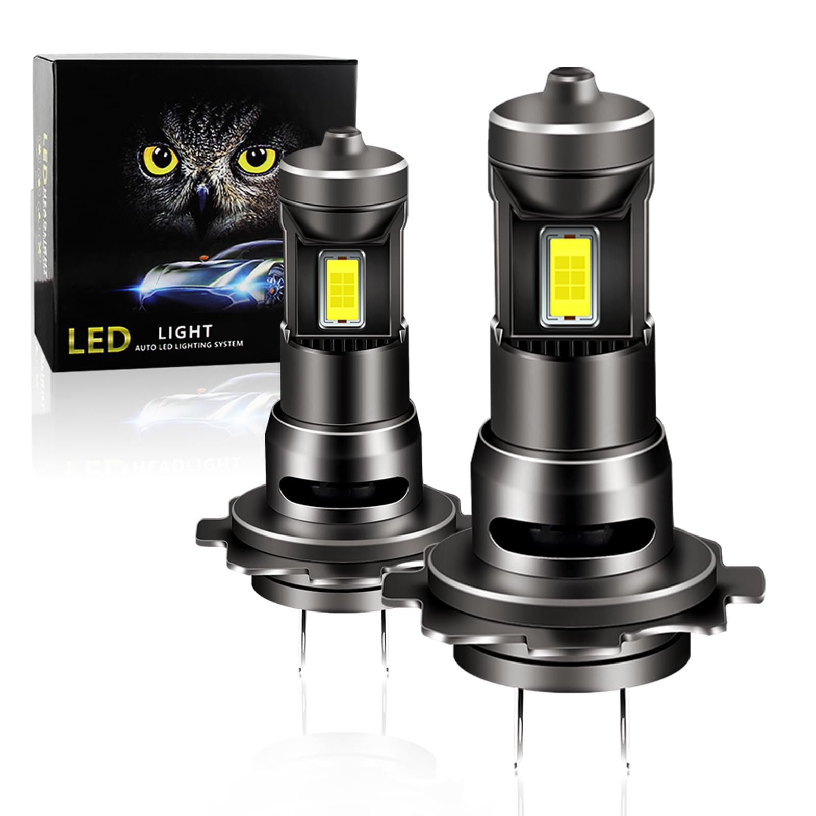 APMAT H7 LED Bulb, 30000LM, 6000K Cool White, Plug and Play, Aluminum, Pack of 2