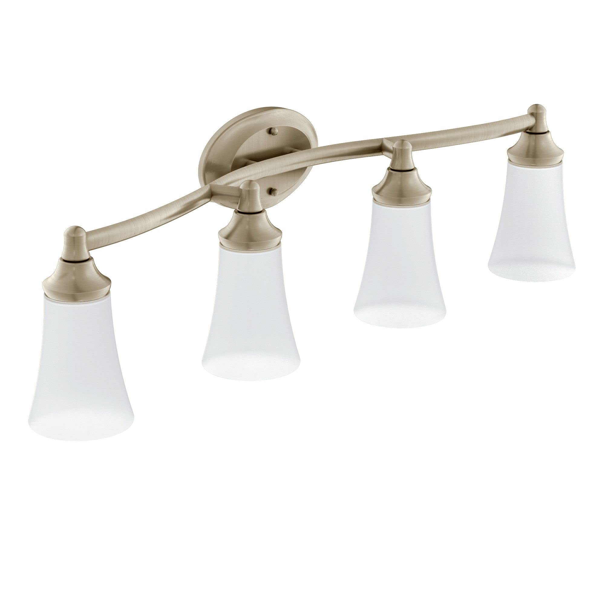 Moen YB2864BN Eva 4-Light Bath Vanity Fixture, Brushed Nickel, 10.60"x10.00"x34.50" with Frosted Glass