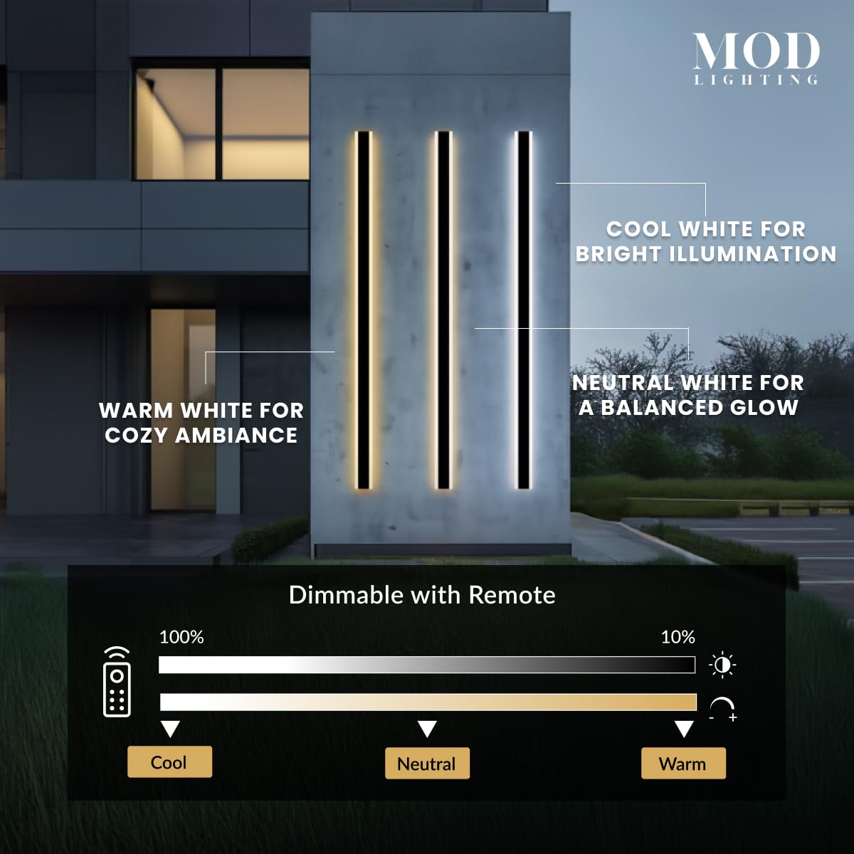 ?????? ???????????????? Haylen | Waterproof Outdoor Wall Light, Led Dimmable With Remote 3000K-6000K, Long Outdoor Porch Lights, Wired Lighting Fixture, Patio Exterior Wall Sconce, 1-Pack (Black, 67")