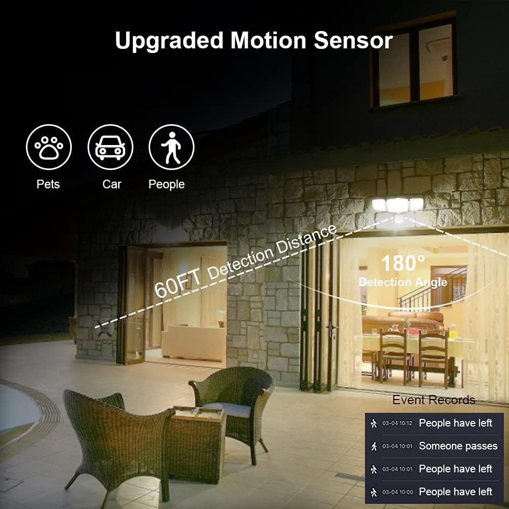 USTELLAR 50W Smart Outdoor LED Security Light, Tunable White 2700K-6500K, 2 Pack, Motion Sensor, White, Model UT88105W-CW-US