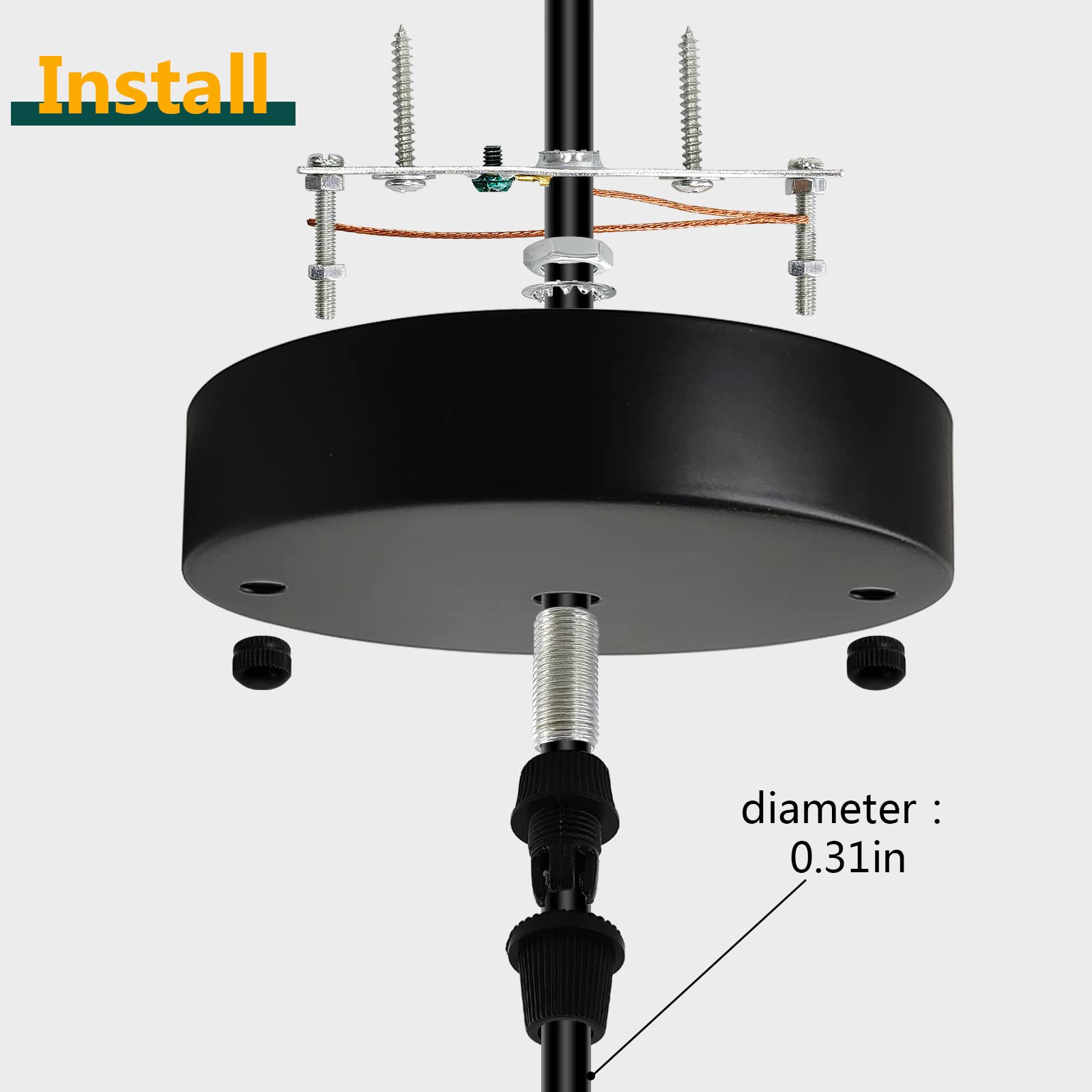 VTYXCTIGJ Light Canopy Kit, Iron, Black, 4.7in US UL Vintage Chandelier Ceiling Light Plate, Model DP01