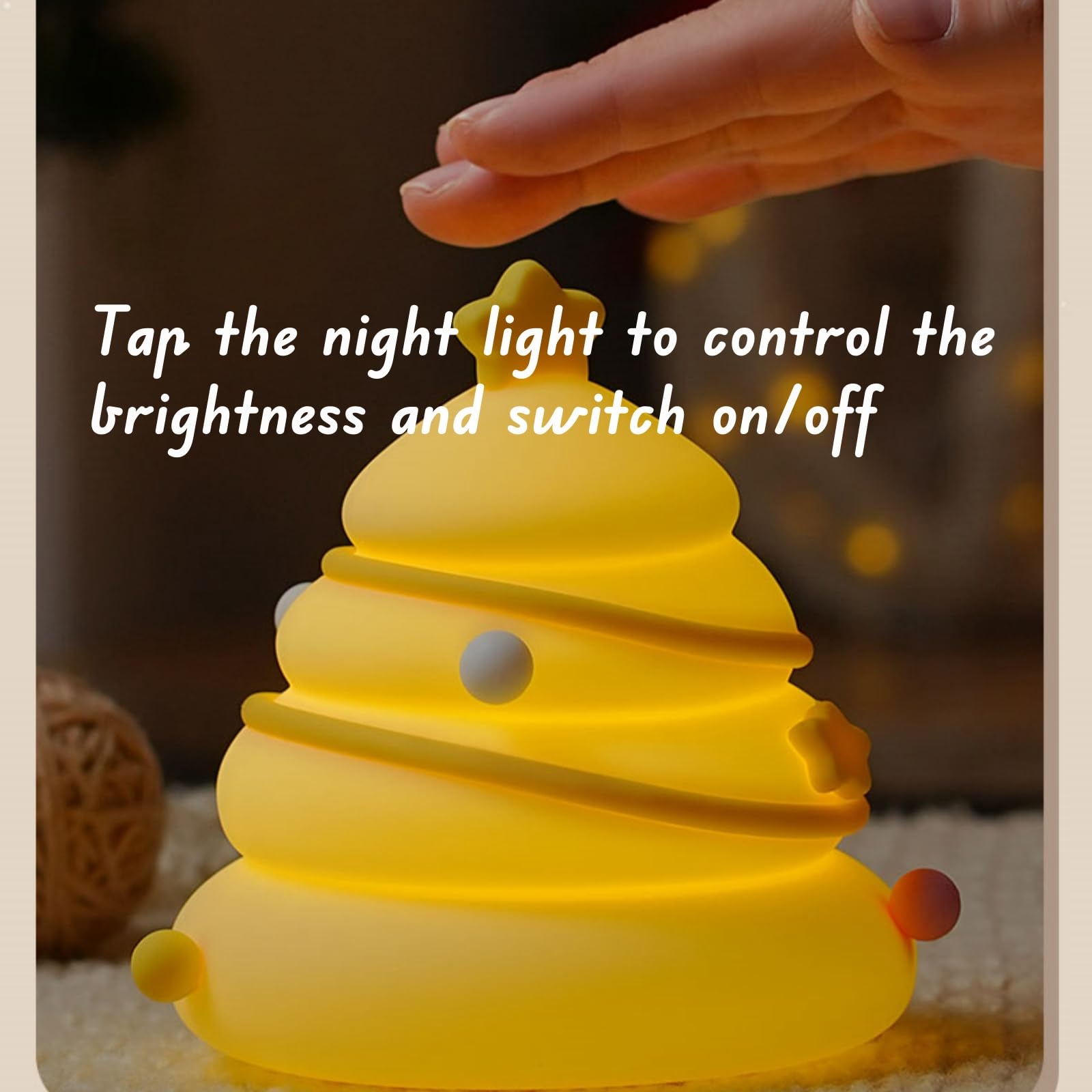ANGTUO Christmas Tree Light, Christmas Decor Gift, Silicone Night Light, Cute Dimmable and Rechargeable
