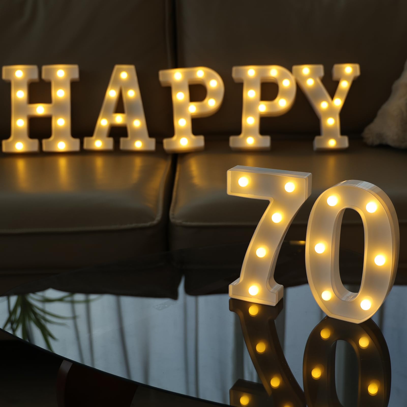 IFDGCTK Decorative LED Number Lights for 70th Birthday Party, Warm White, Model IFDGCTK