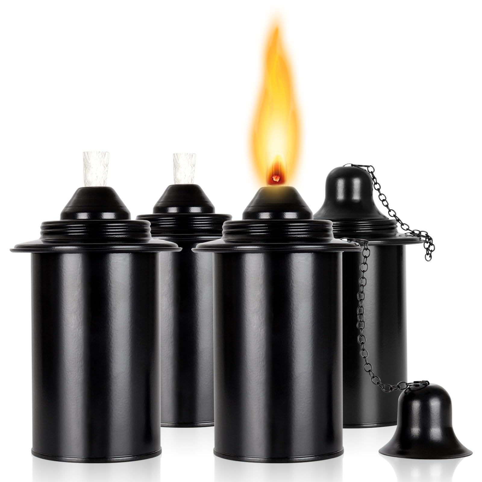 Lunluarai 12Oz Torch Replacement Canisters, Bamboo Lantern Refillable Torches, Decorative Torch Canister Replacement For Yard, Patio, Deck, Garden, Party, Landscap (12Oz-4Pcs)