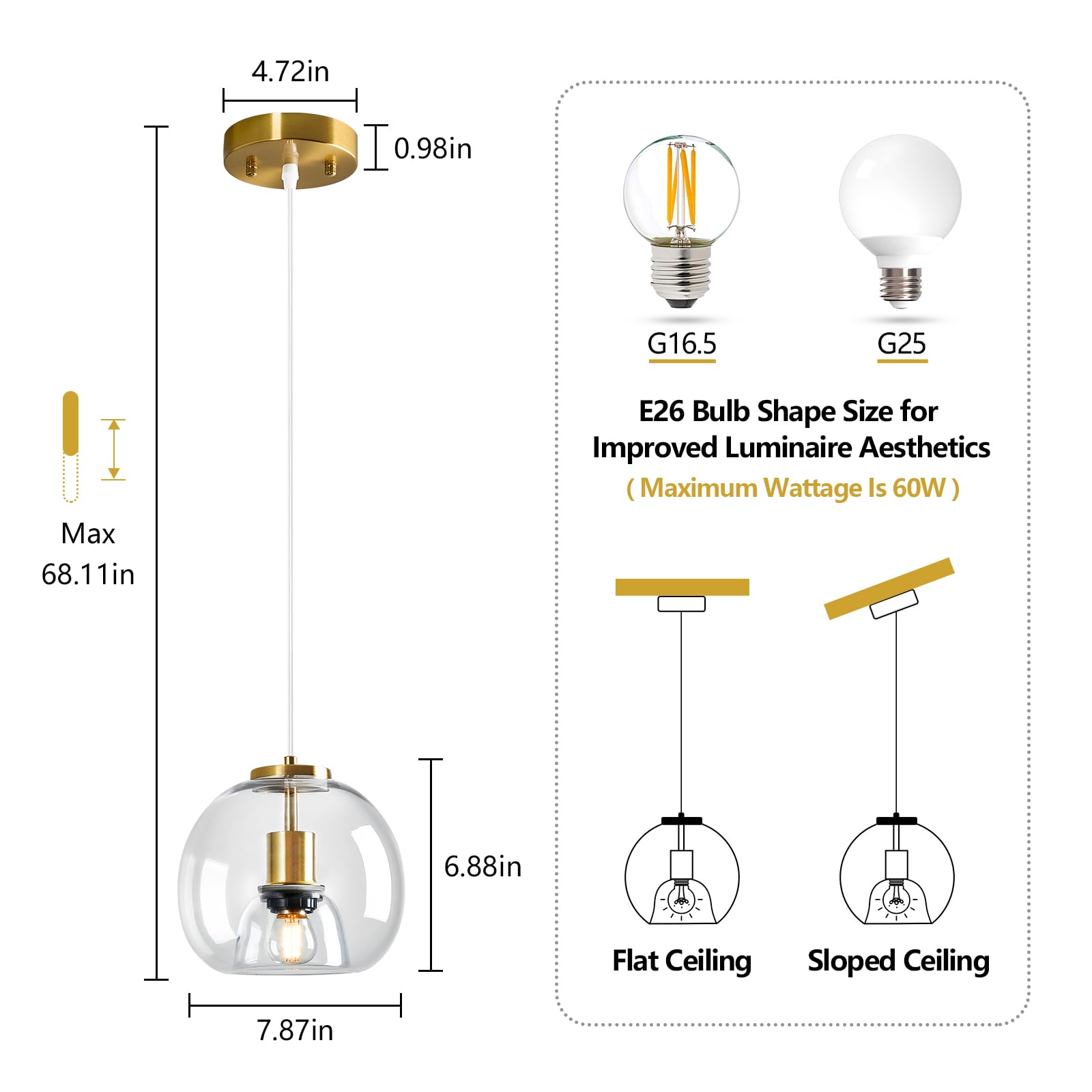 Lbsqj Clear Glass Pendant Lights Kitchen Island 3 Pack 7.87 Glass Globe Pendant Light Gold Hanging Light Fixture Modern Pendant Lighting For Kitchen Island Bedroom Dining Room
