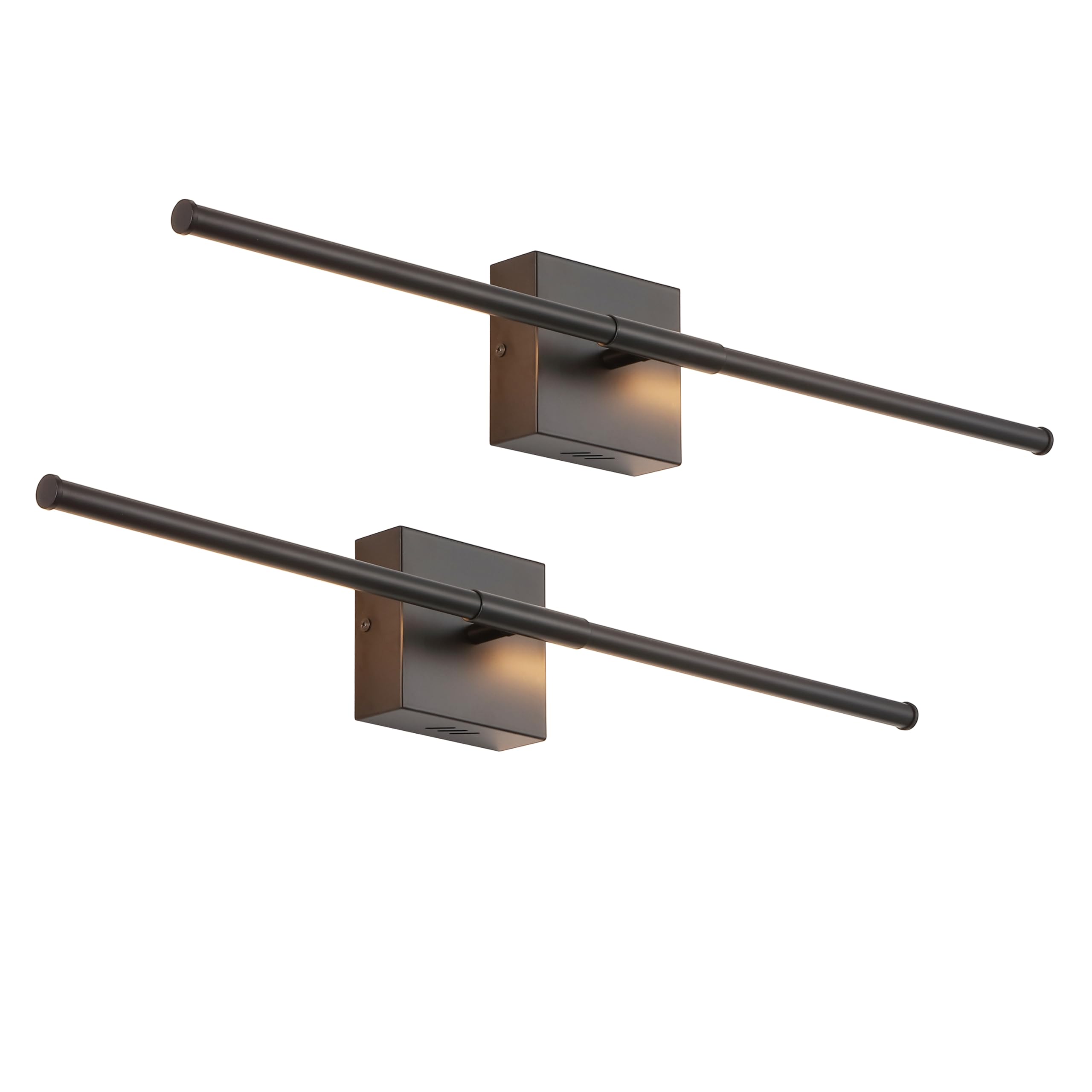 Jonathan Y Jyl7022C-Set2 Makena 28'' Modern Minimalist Dimmable Integrated Led Metal Wall Sconce, Black (Set Of 2) For Bedroom,