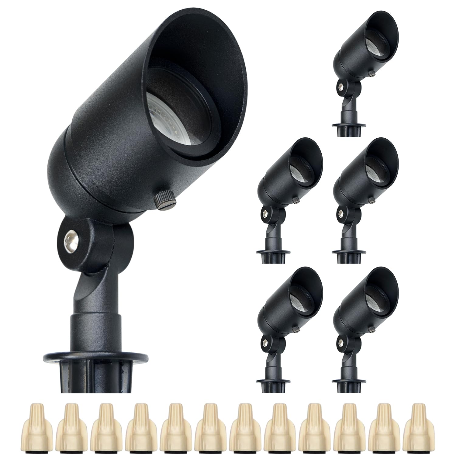 Lumina Lighting® 4W Landscape Spotlights, Waterproof LED Bulbs, 12V, Black, 6-Pack, Model SFL0104