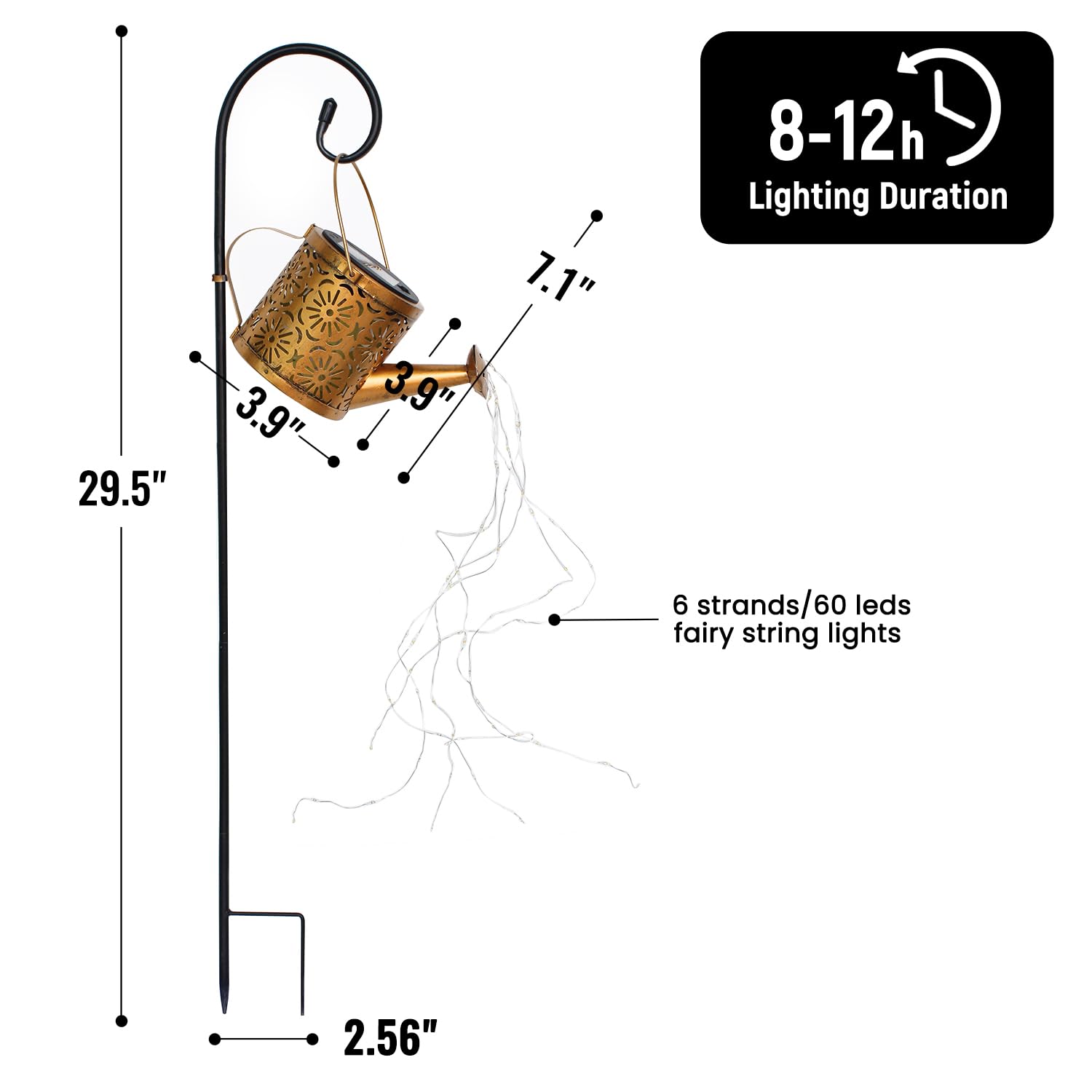 Solar Garden Lights Outdoor Decoration  Metal Solar Watering Can Lights Outdoor Waterproof  Small Patio Light Yard Lawn Pathway Decor  Gardening Gifts For Women Mom Grandma