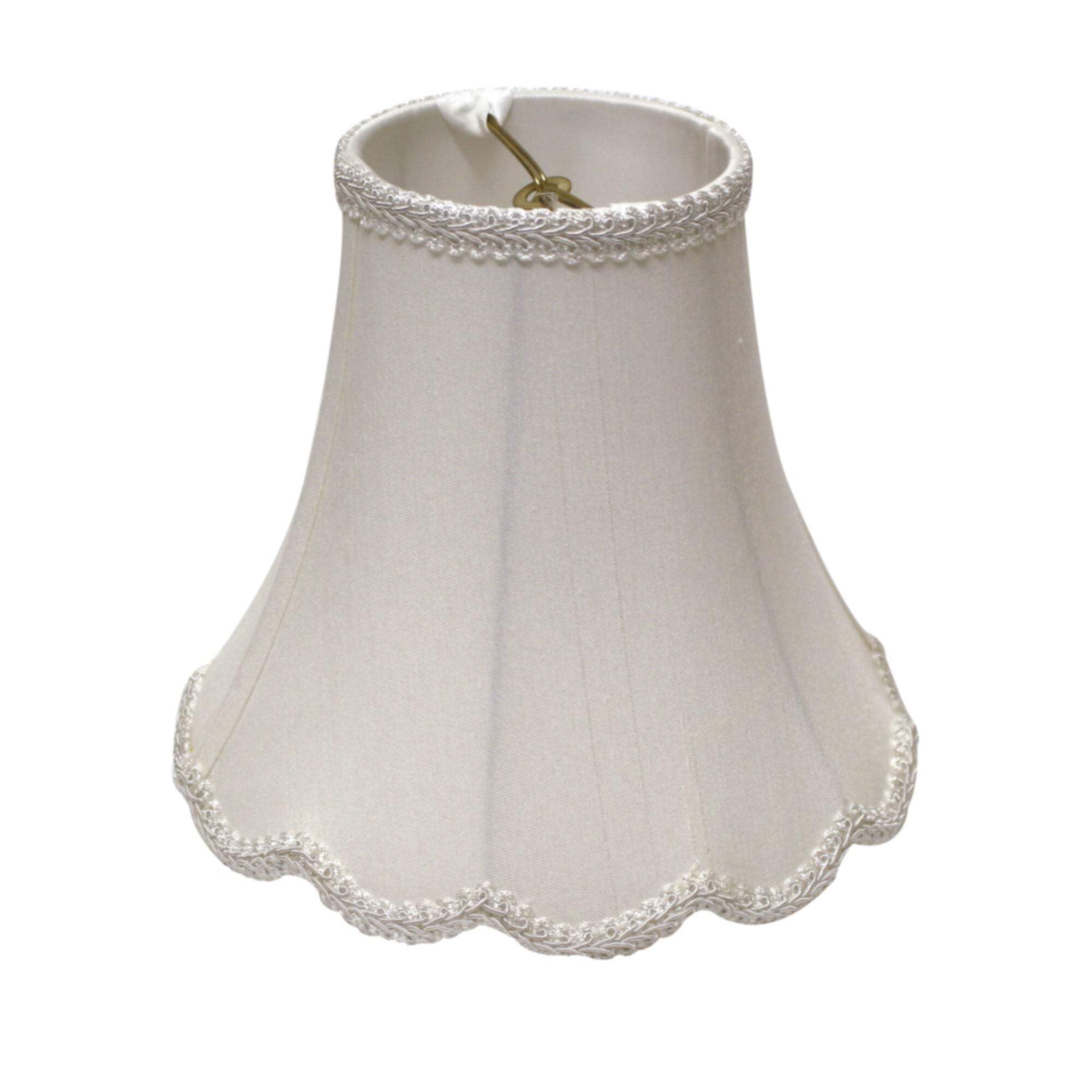 14'' White Slanted Scallop Bell Monay Shantung Lampshade