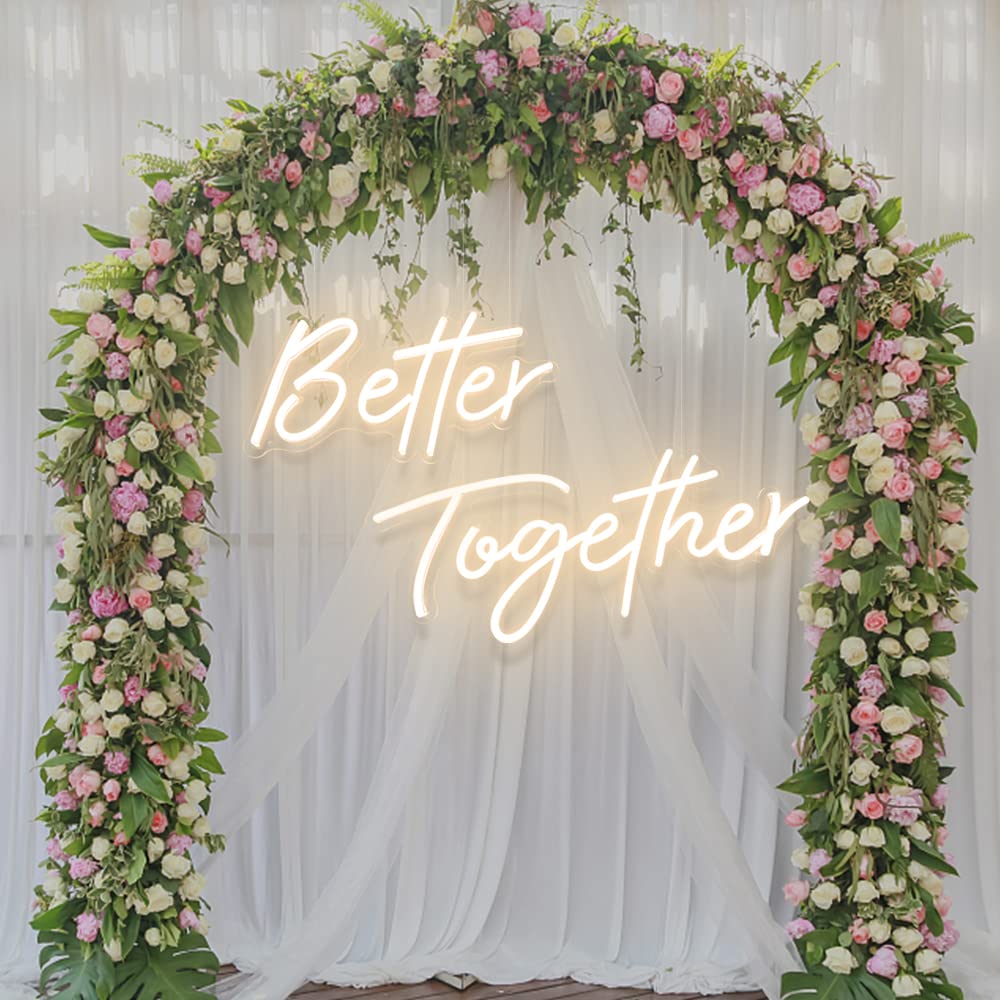 Divatla Neon Sign - Better Together Warm White LED Wall Decor, 24Wx10L & 17Wx9L, Acrylic, Wedding/Bedroom Decoration