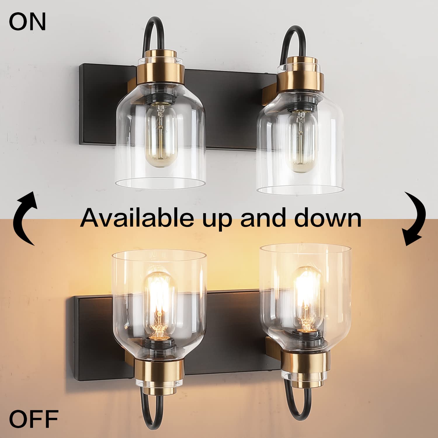 PRESDE 2 Light Bathroom Vanity Light Fixtures, Metal, Oil Rubbed Bronze, Vintage Black Brushed Bronze Base, 2-lights