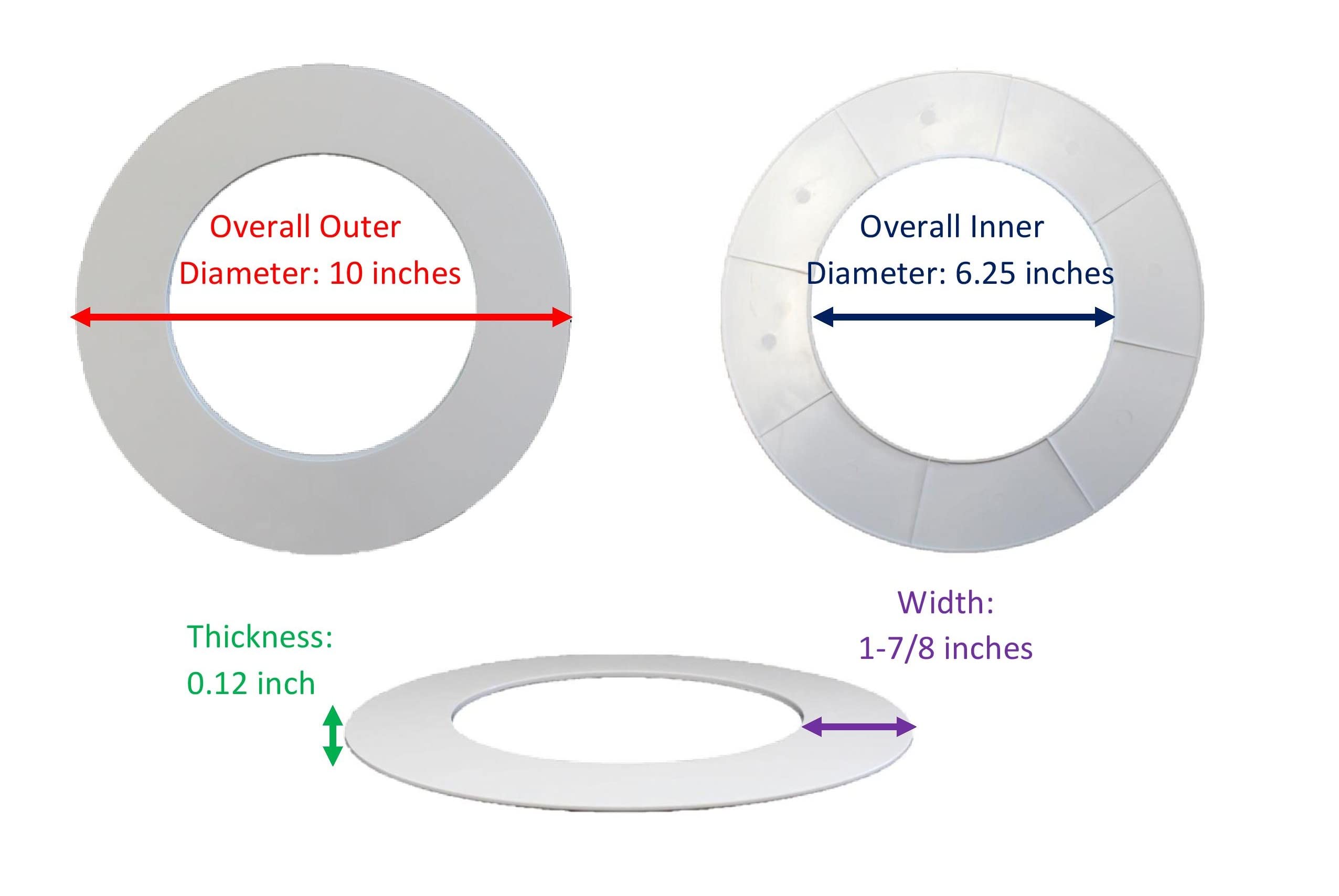 JSP Manufacturing Trim Rings for 10in Recessed Lights, Multi-Color Options, White, Model LT-TR-10-inch, 10 Trim Rings