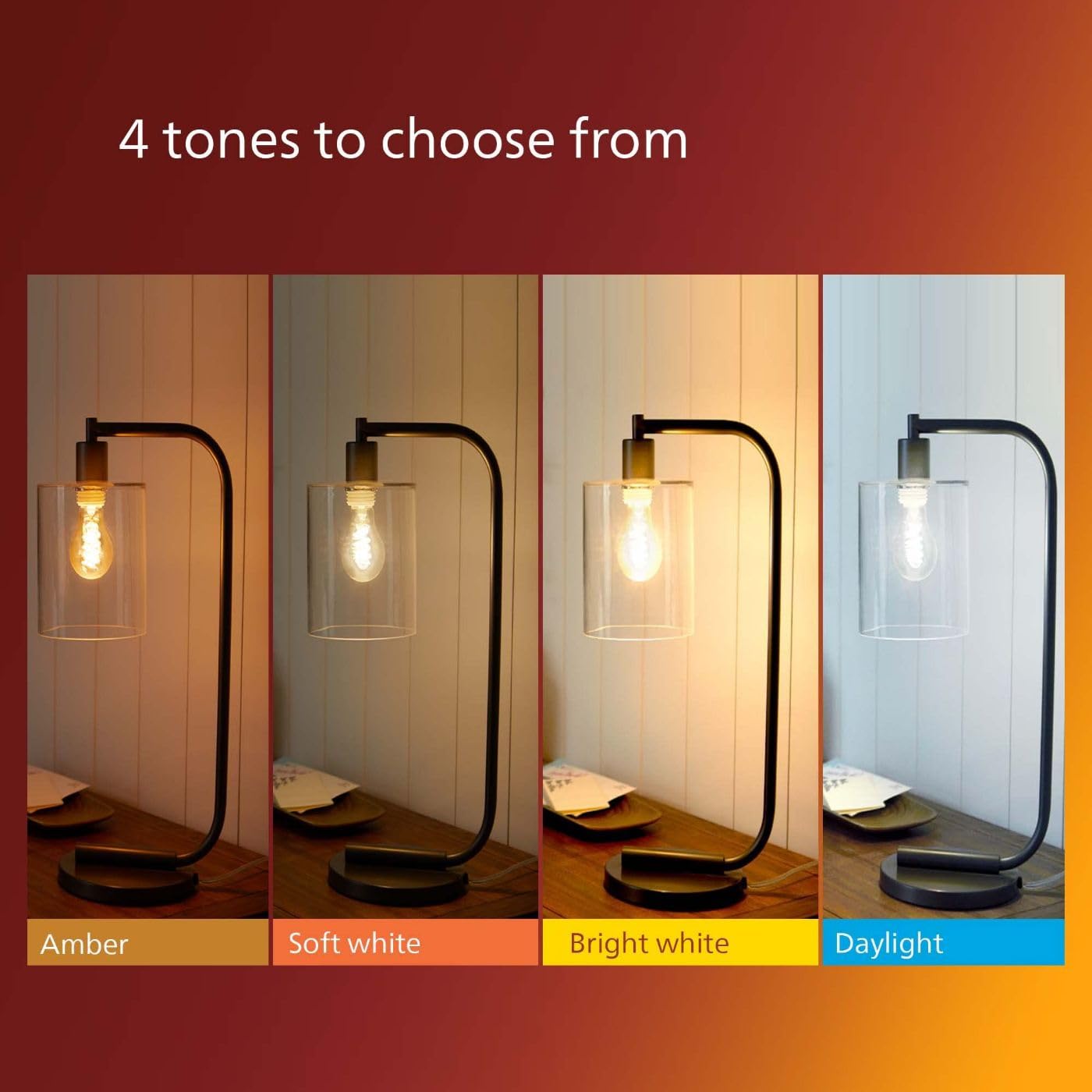 PHILIPS LED Vintage Clear Spiral A19 Bulb, Dimmable, 500 Lumen, Soft White 2700K, 5.5W=40W, E26 Base,