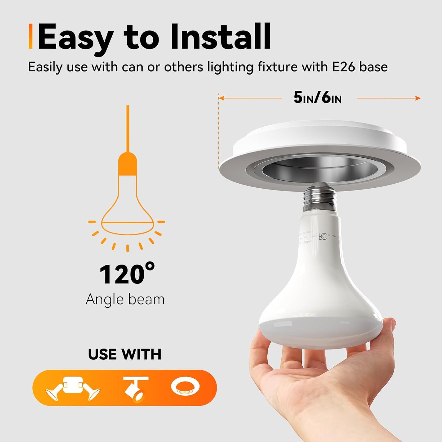 Tjoy 6 Pack Br30 Led Bulb 65W Equivalent, Dimmable Led Flood Light Indoor, E26 Base, 2700K Warm White, 9W, 800 Lm, Recessed Ligh