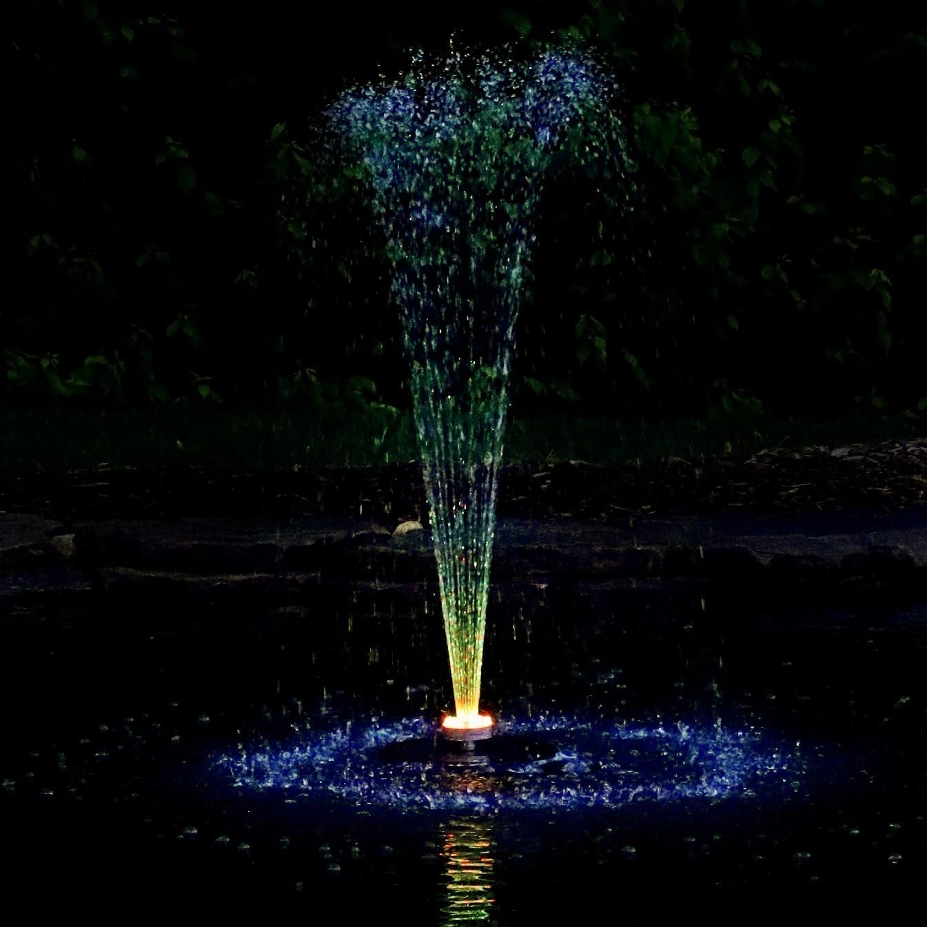 Ocean Mist Small Floating Fountain with 48 RGB LED Lights, 600GPH Pump for Ponds & Water Gardens - White