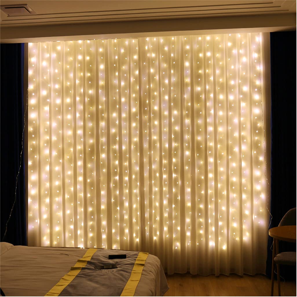 ZSJWL 6.5  9.8ft Curtain String Lights, USB Plug Fairy Lights Remote Dimmable Control, 8 Flashing Modes Waterproof Lights for Wi