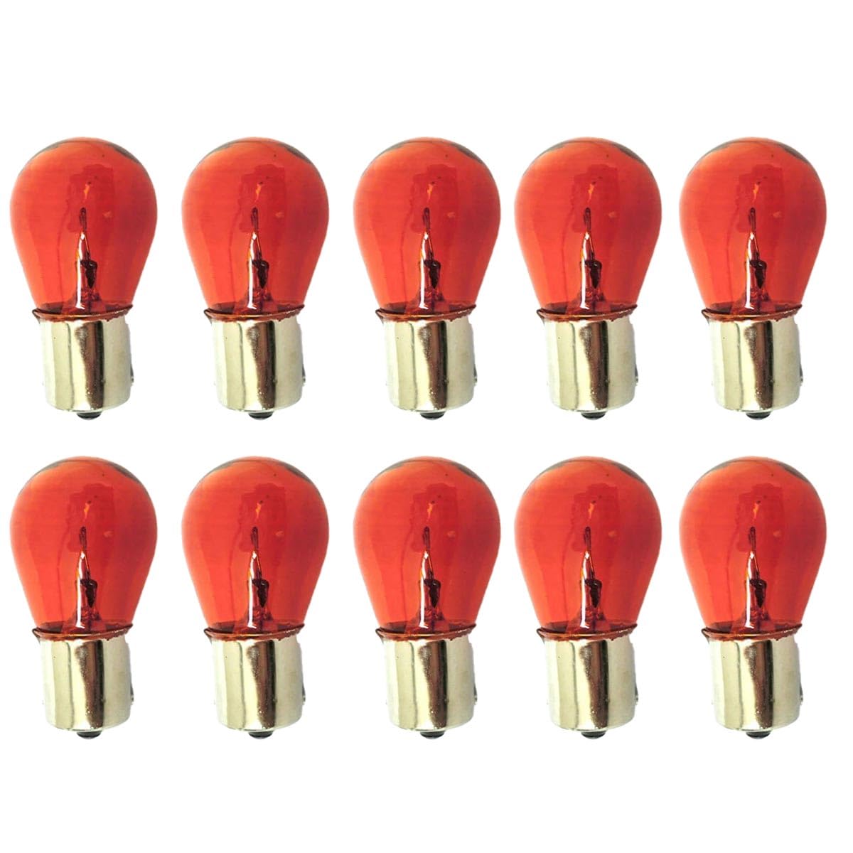 Carall 10 Pcs Car Halogen Bulbs S25 Py21W Bau15S 12V 21W Bent Pins Orange, For Headlight Car Bulbs, Beam Low/High Beam Fog Light