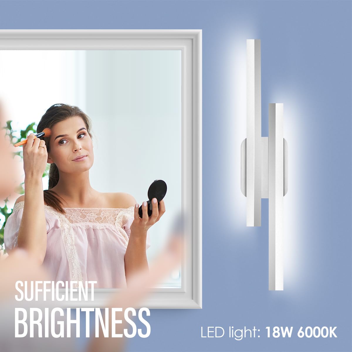 Yarra-Decor 24 Inch LED Bathroom Vanity Light Bar, Nickel, Stainless Steel, Daylight White 6000K, Model MB005-1A-S
