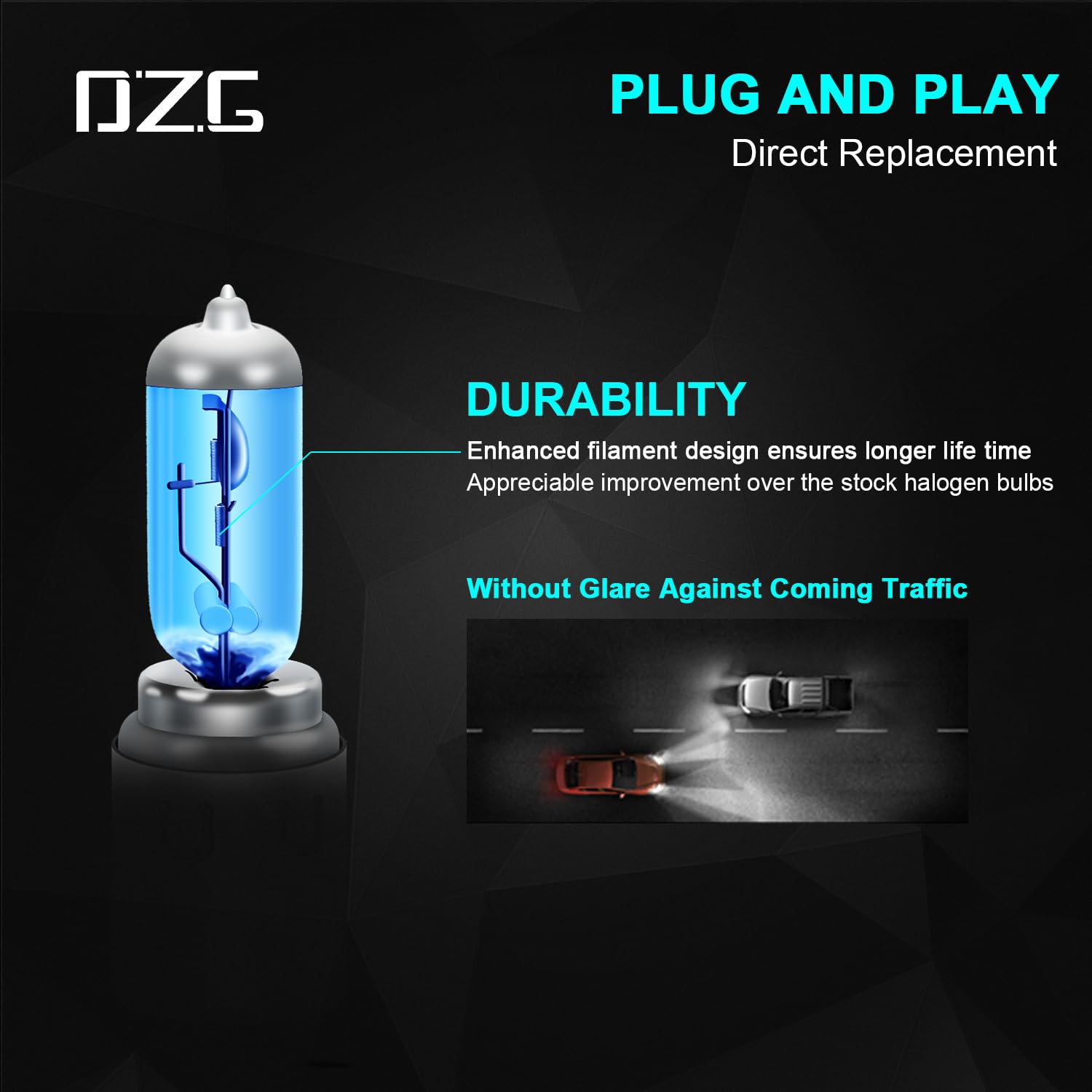 DZG Halogen Bulbs 12V 35/35W Warm White BA20D Motorcycle Light Bulbs, Pack of 2