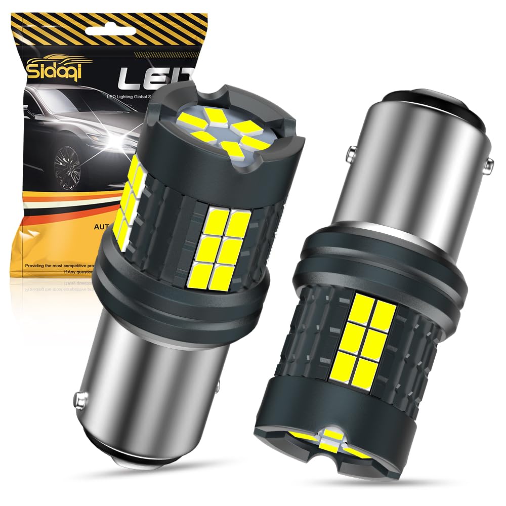 Sidaqi 1157 LED Bulb White 4000LM Error Free for Turn Signal Light 12-24V (Pack of 2)