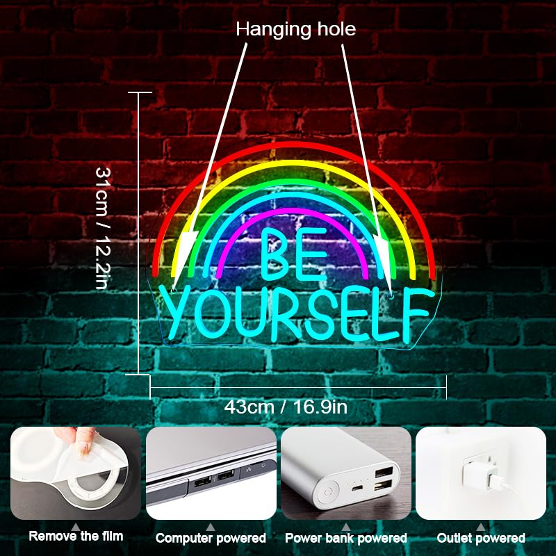 WLHOPE Neon Sign for St. Patricks Day, Dimmable Rainbow Clover Light, 32 cm x 34 cm, Acrylic Wall Decor for Bedroom Living Room