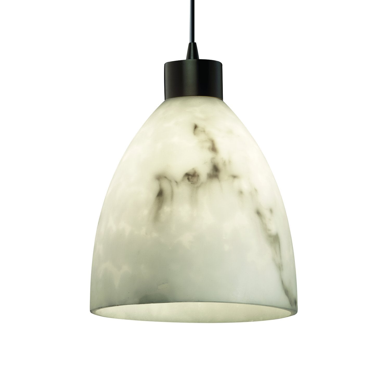 Justice Design Group LumenAria 1-Light Pendant - Dark Bronze Finish with Faux Alabaster Faux Alabaster Resin Shade