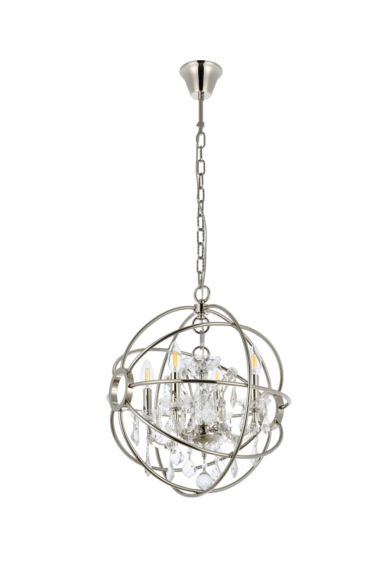 Elegant Lighting Geneva Collection 4-Light Pendant Lamp with Royal Cut Crystals, Dark Bronze Finish