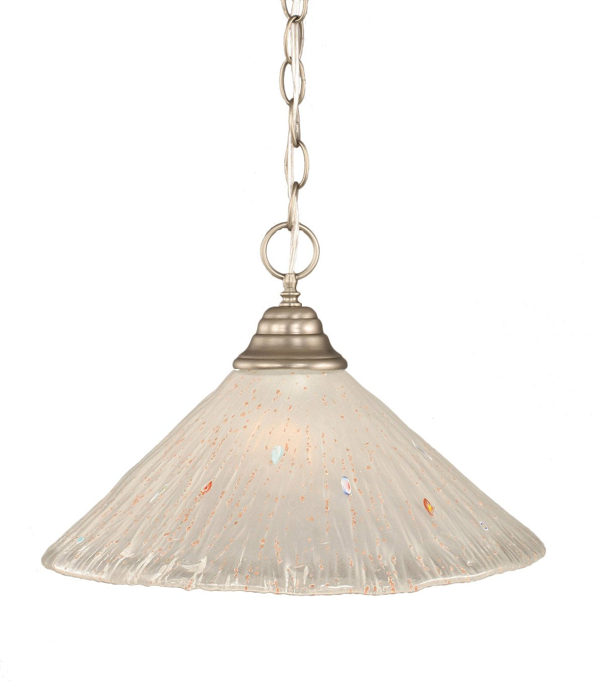 Toltec Lighting 10-Bn-711 One-Light Chain Pendant Brushed Nickel Finish With Frosted Crystal Glass, 16-Inch