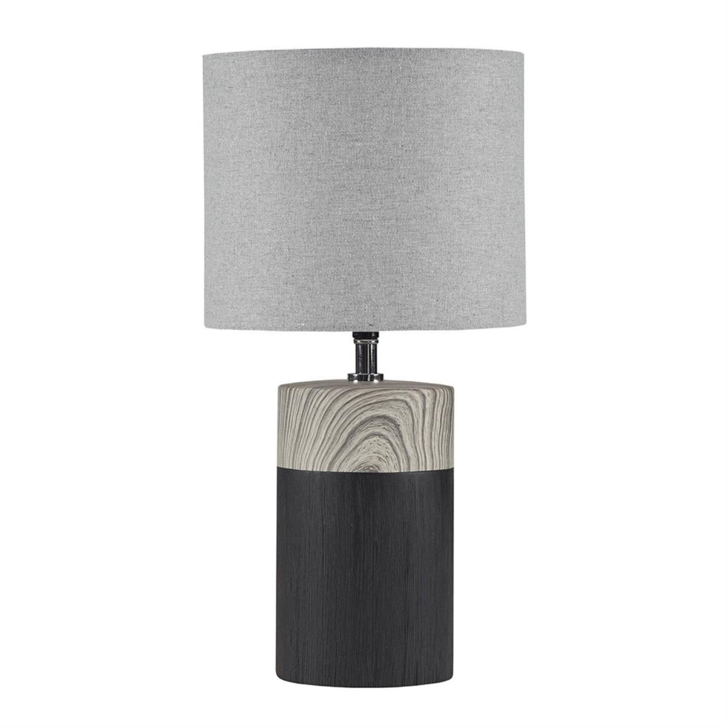510 Design Nicolo Table Lamp, 2-Tone Ceramic & Woodgrain, 17.35 H, Grey, Nightstand/Desk Lamp, Model 5Ds153-0037