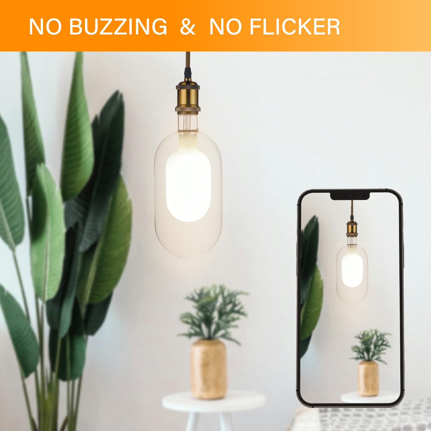 WHFIALUX Oversized Vintage LED Light Bulb, T40 T125 Clear Glass, 6W Dimmable 2700K Warm White, E26 Base