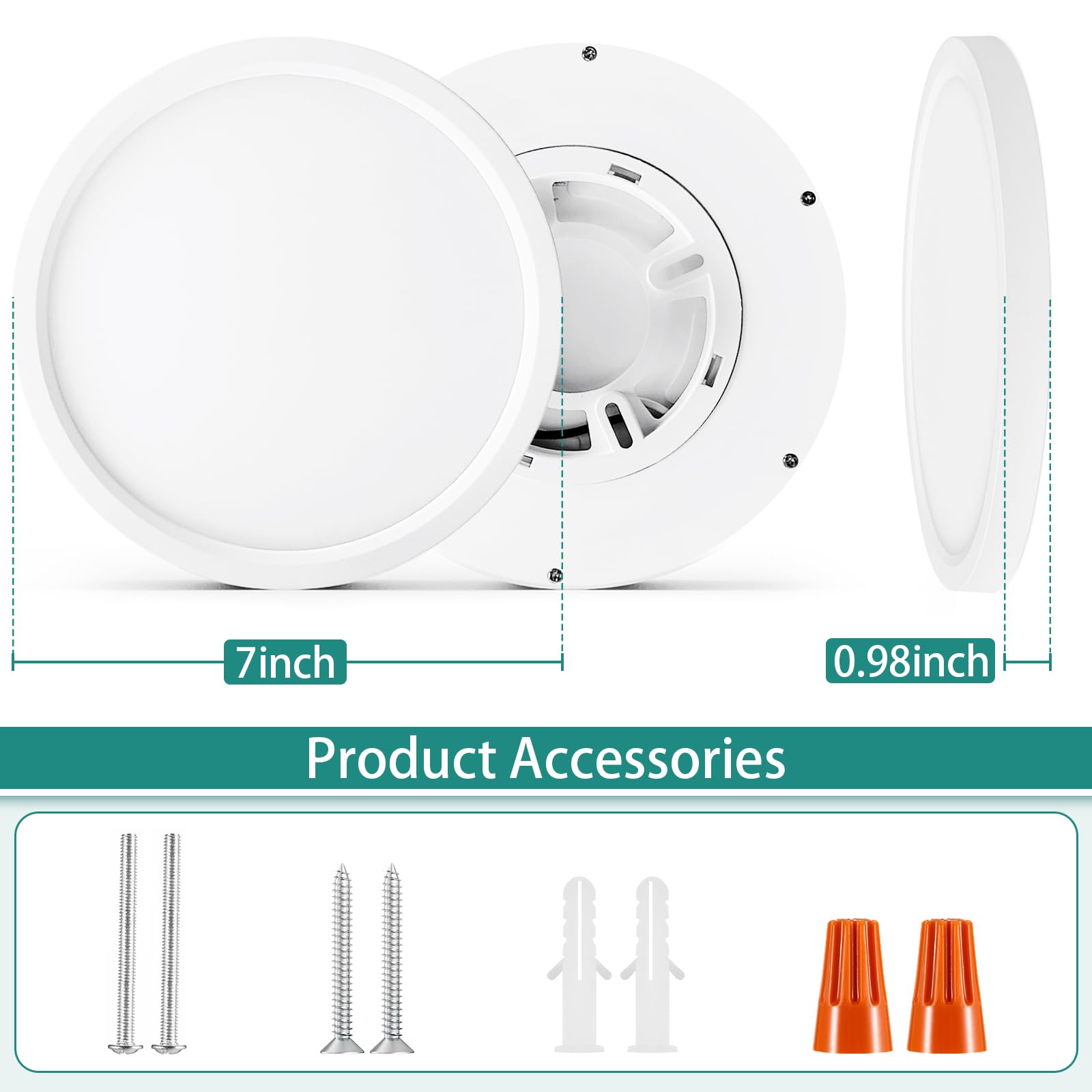 Drewaay Flush Mount Ceiling Light Fixtures,18W Flat Led Light For Ceiling,6500K 1800Lm Ultra Thin Round White Lamp For Bedroom K