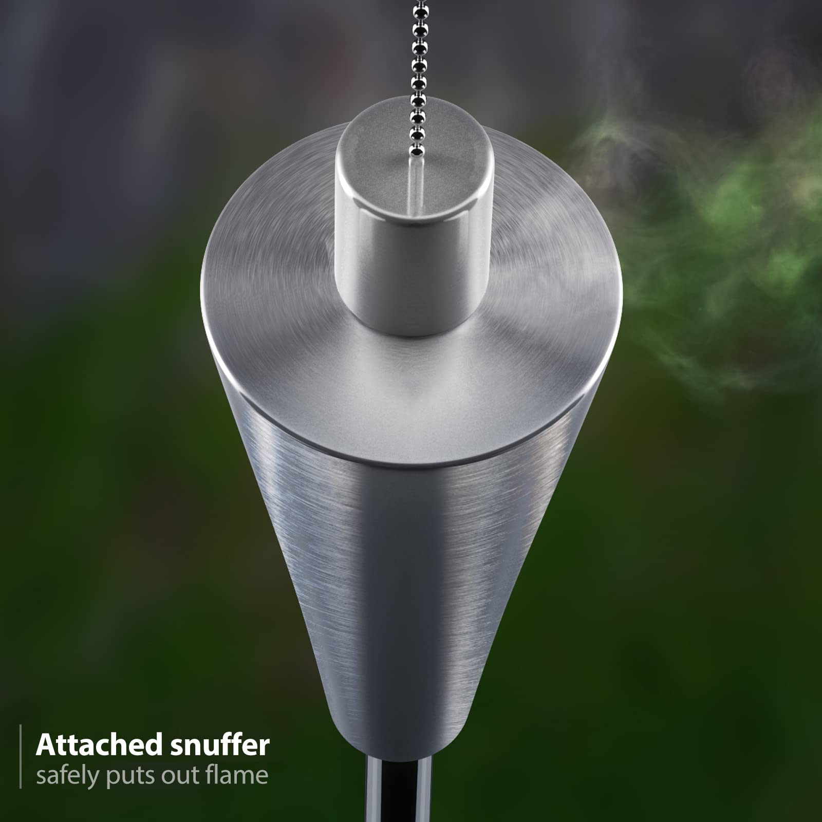 Matney Stainless Steel Tiki Torches Set of 4 - 5 ft Outdoor Oil Lamp with Fiberglass Wick & Snuffer Cap for Garden & Patio