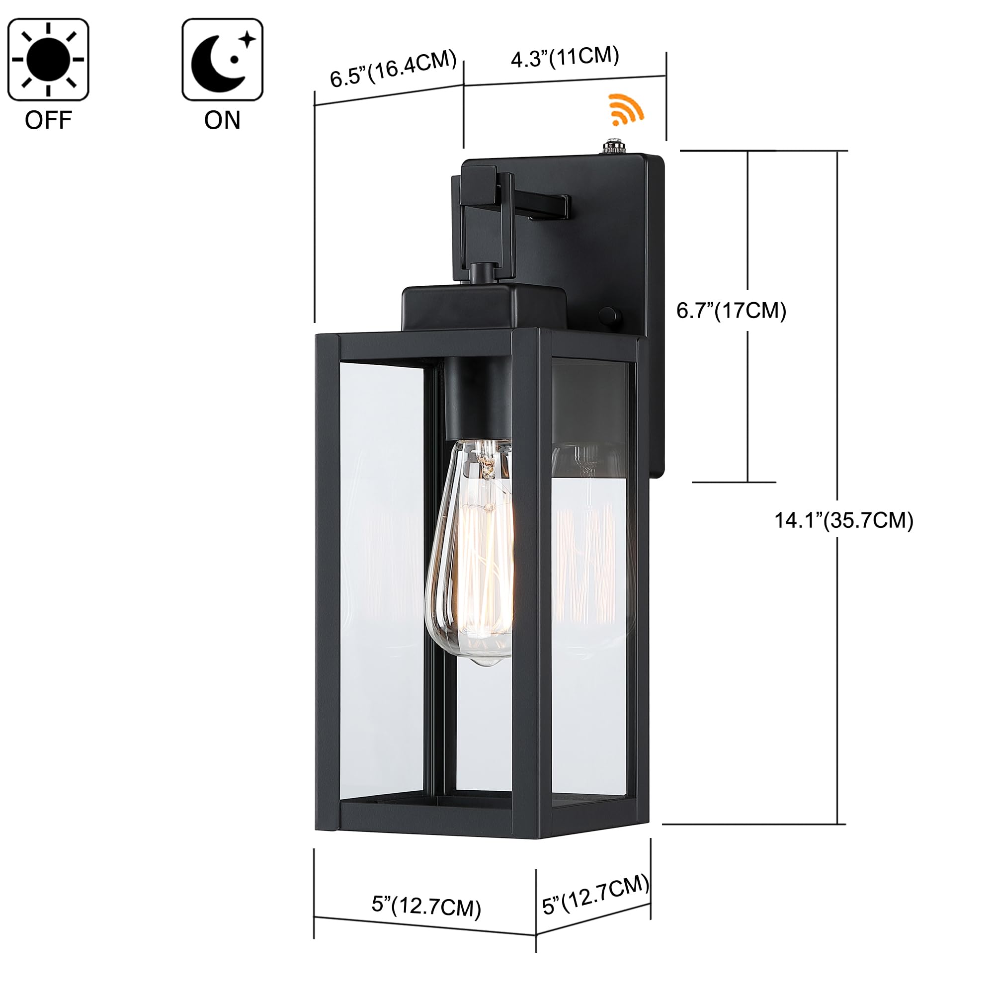 Faymart Lighting 14 Inch Outdoor Wall Lantern Dusk To Dawn Wall Sconce With Sensor Photocell Wall Light, Outdoor Porch Light For