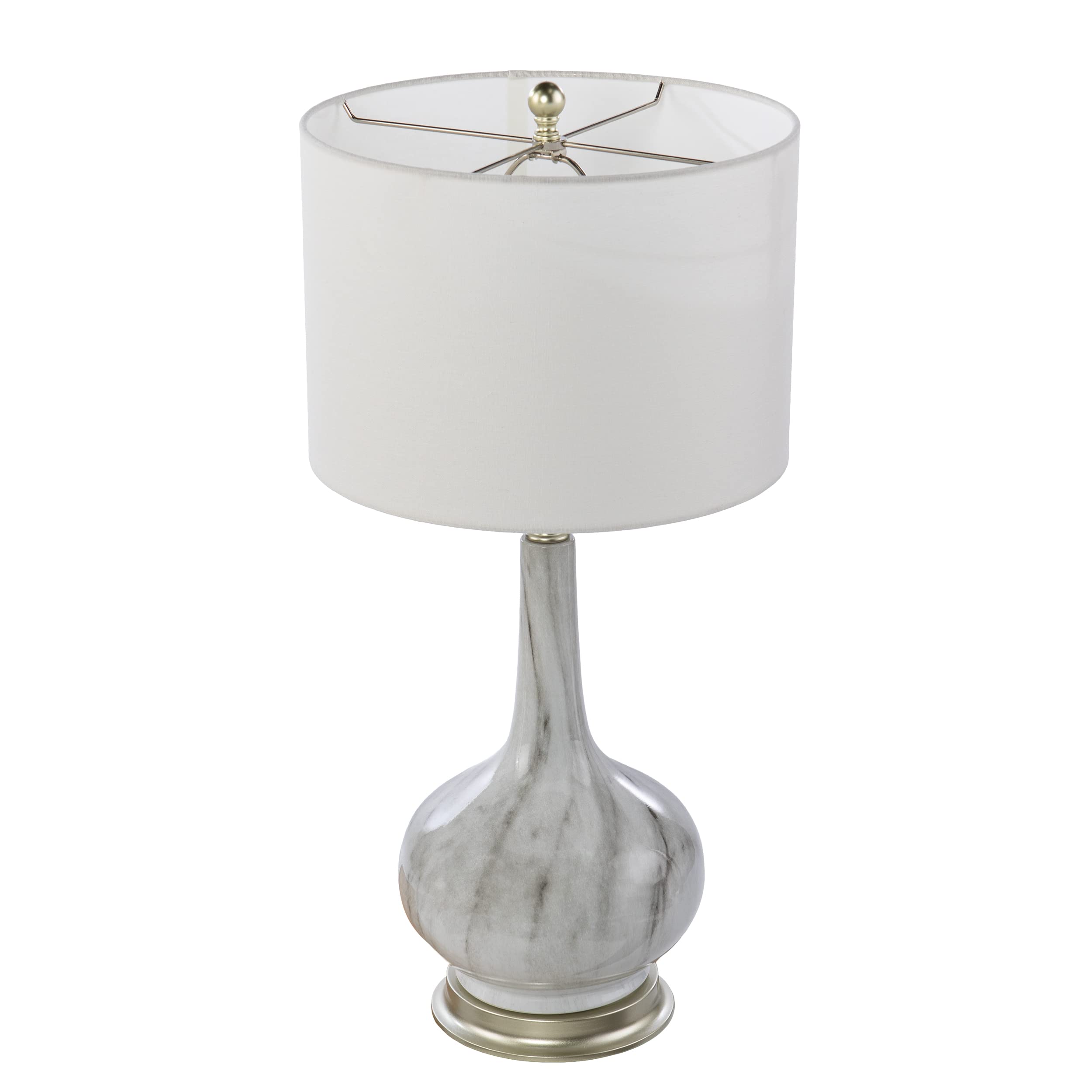 Sei Furniture White Nyledon Table Lamp With Shade - Modern Metal Lighting For Home Decor